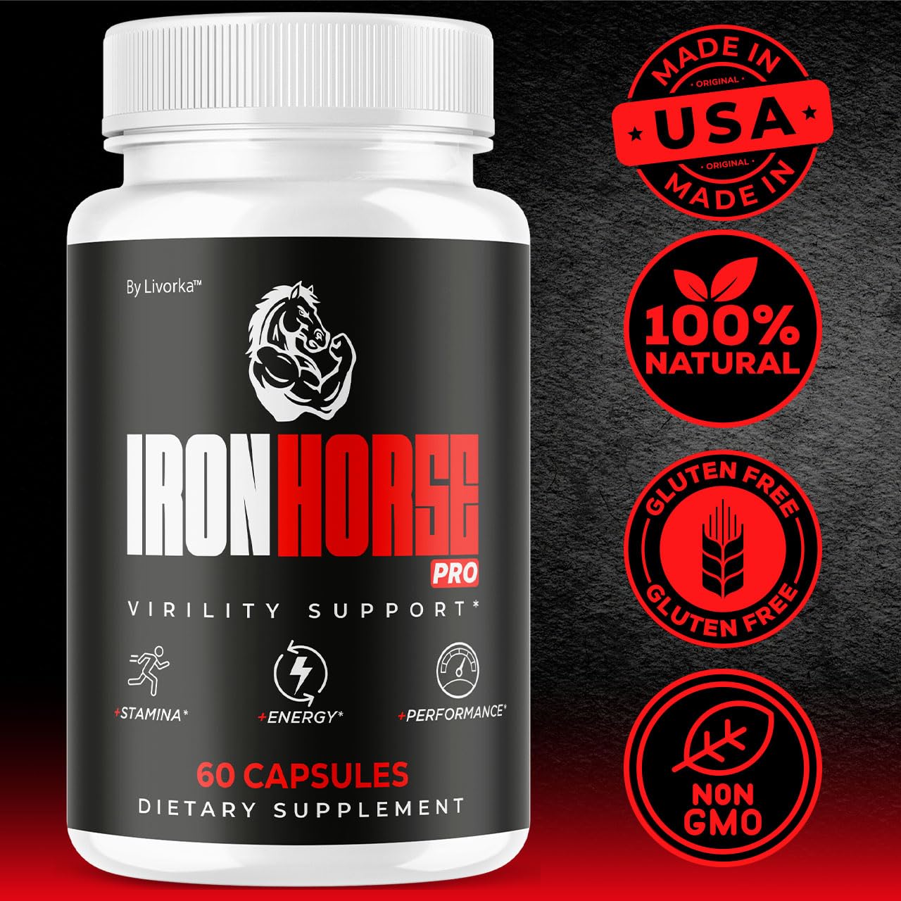 LIVORKA Iron Horse Pro Supplement Capsule, 60 Count