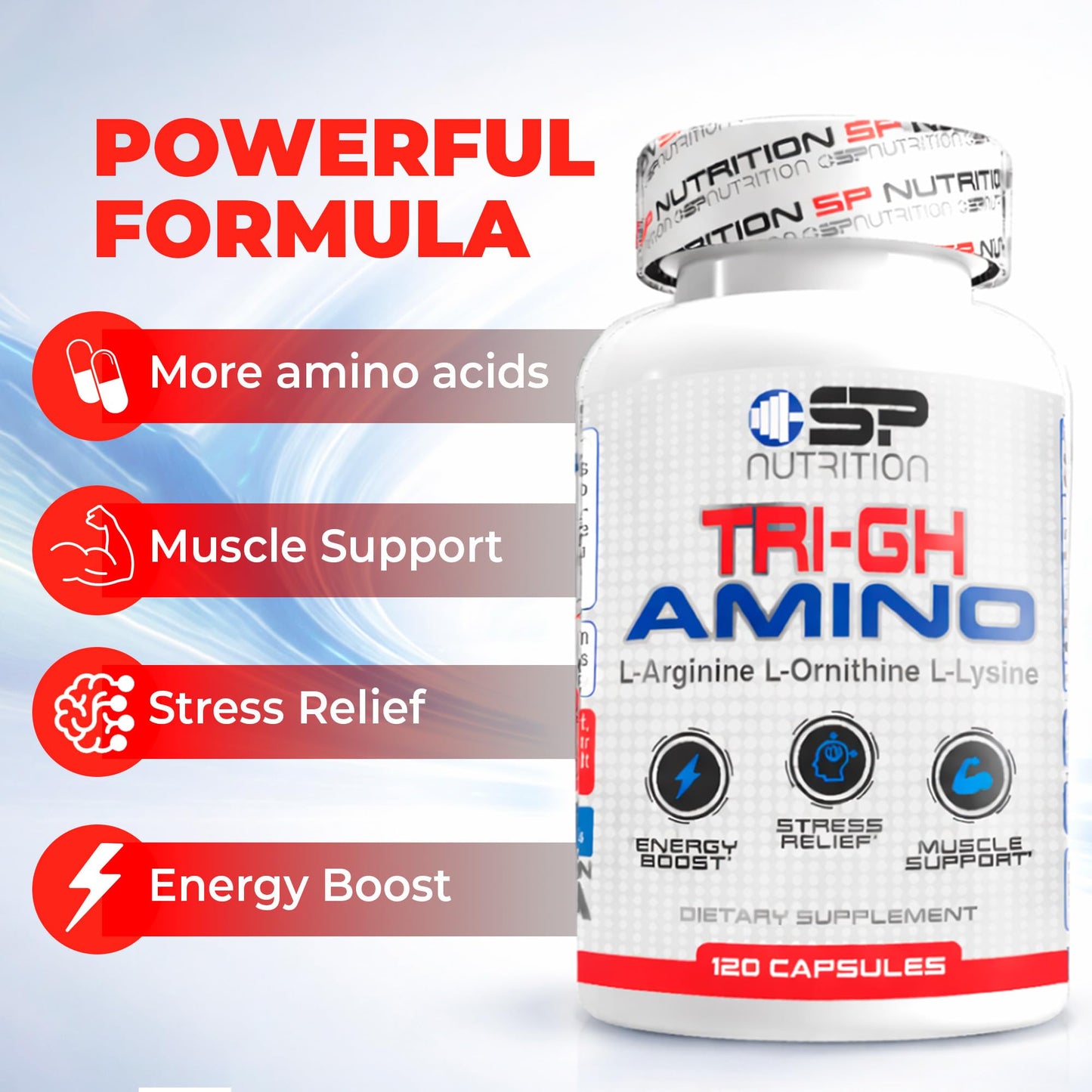S Nutrition Tri-GH Amino Complex L-Arginine L-Ornithine L-Lysine Capsule 90 Count