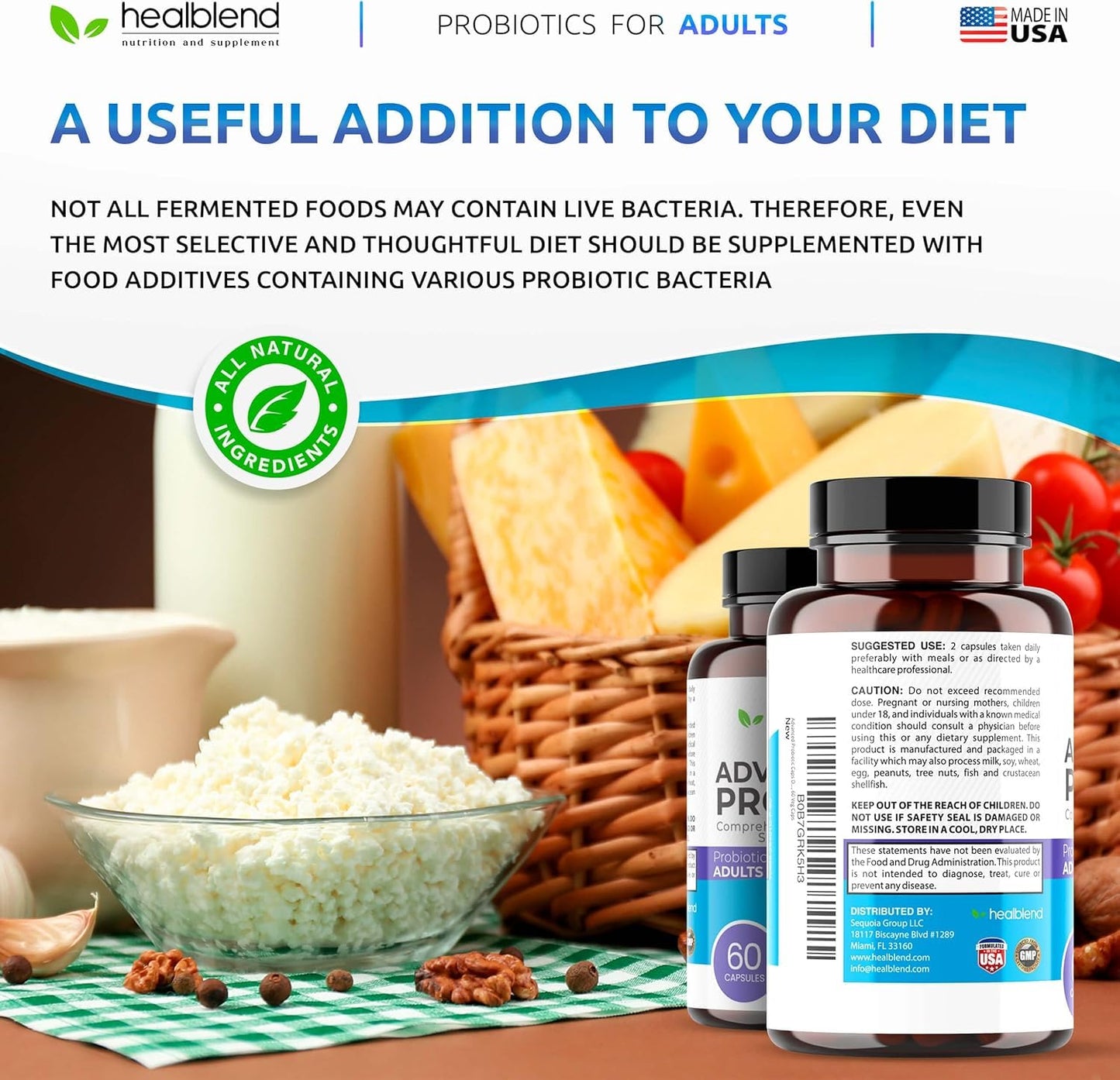 healblend Probiotics for Digestive Health Capsules, 60 Count