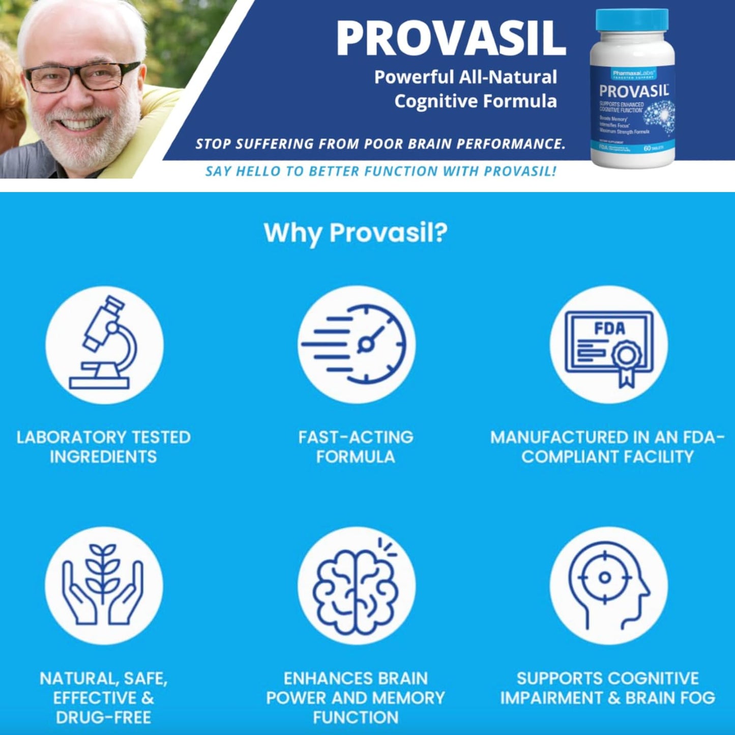 Provasil Boost Memory Intensifies Focus Increase Mental Performance 60 Capsules