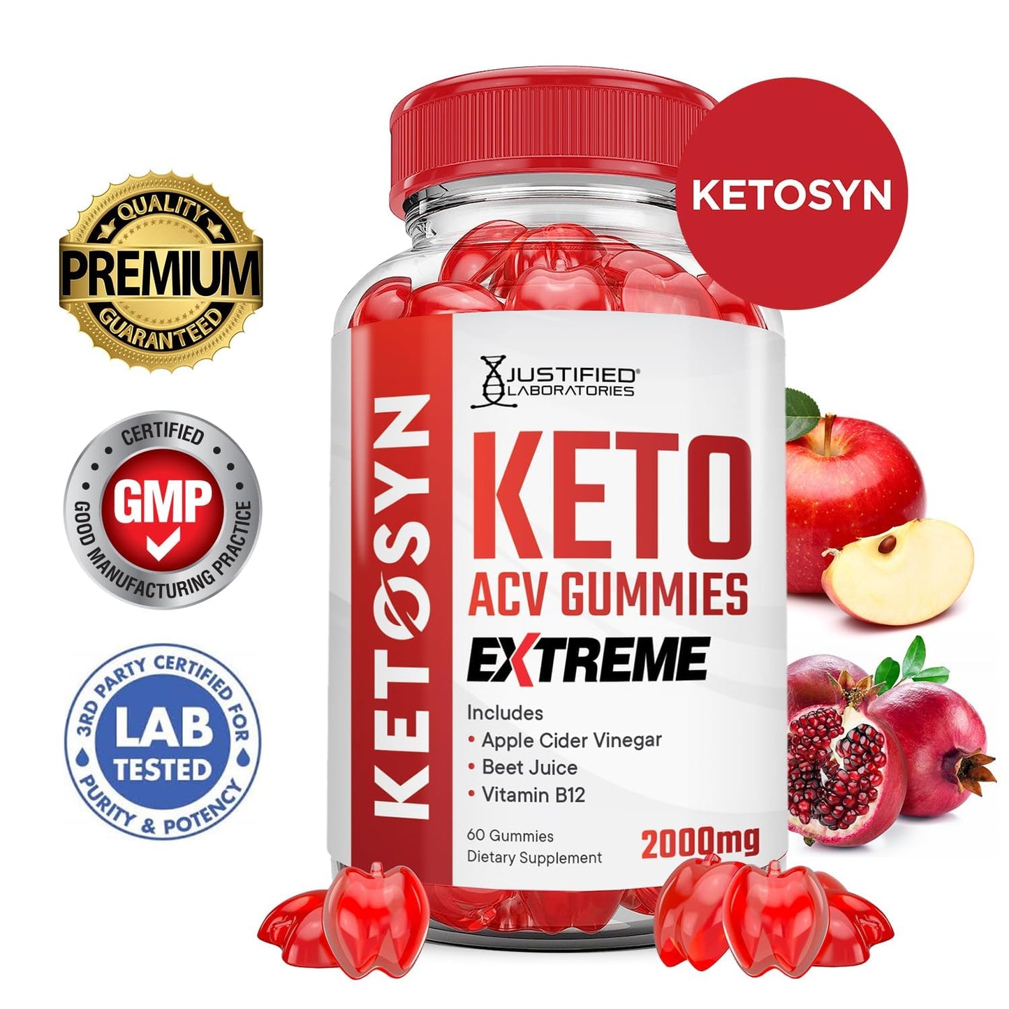 Justified Laboratories Ketosyn Keto ACV Gummies Extreme (2000 mg) 180 Gummies
