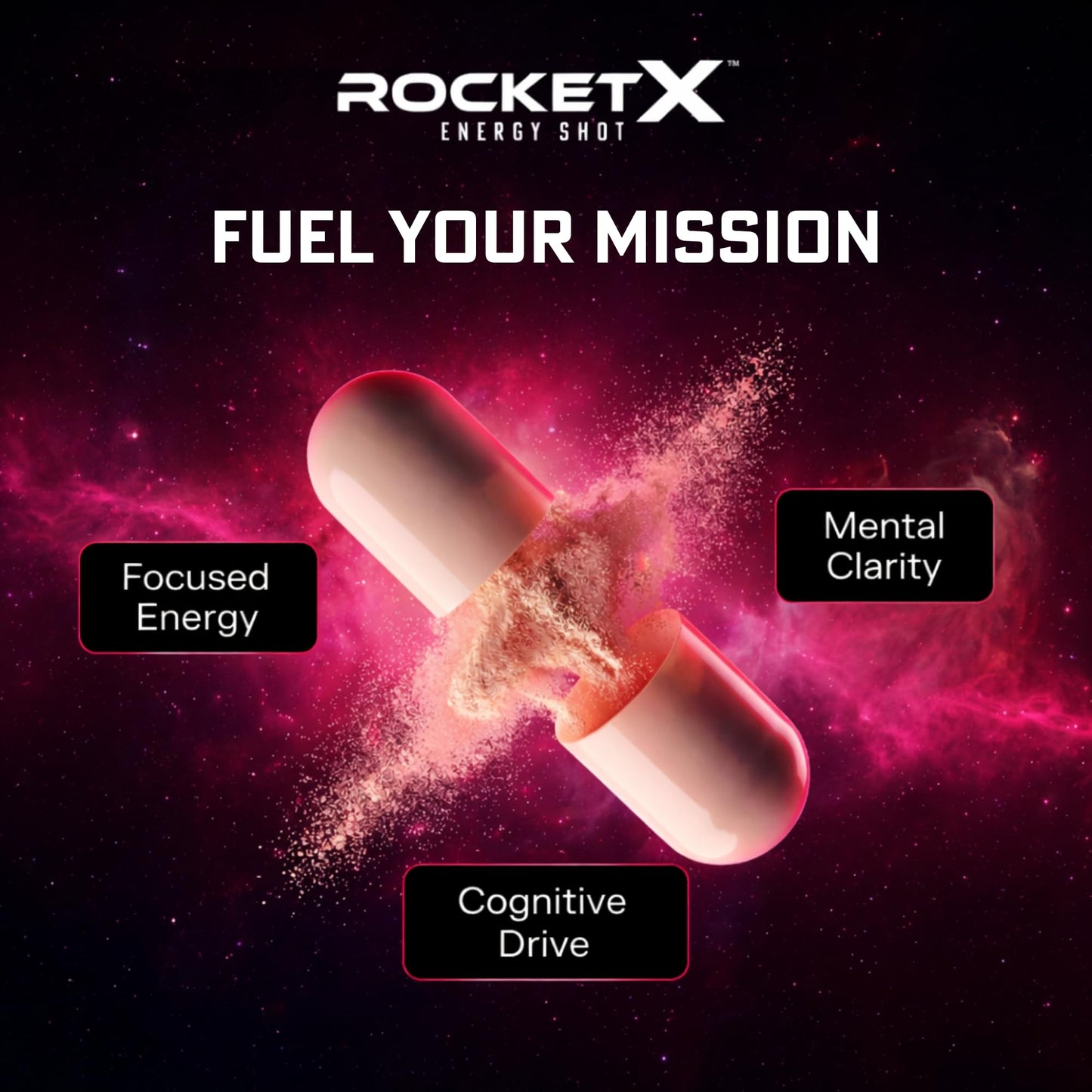 RocketX Energy Dopamine Tech Brain Food Supplement Capsule 90 Capsules