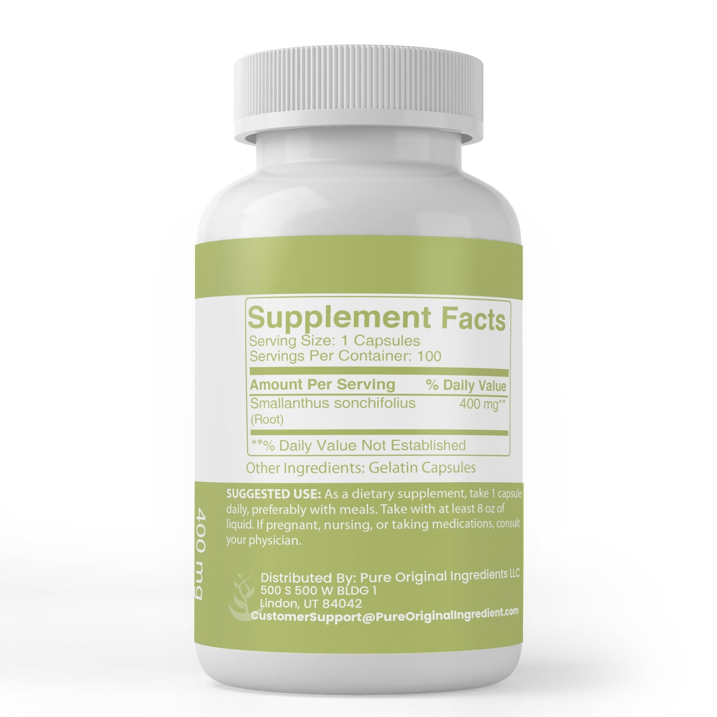 PURE ORIGINAL INGREDIENTS Yacon Root 100 Capsules