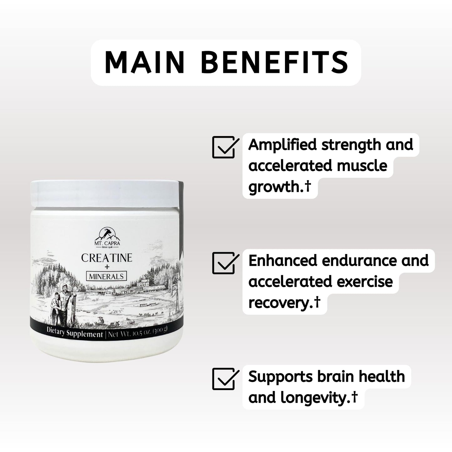 Mt. Capra Creatine Monohydrate with Goat Whey Mineral Concentrate Powder 10.5 Ounce