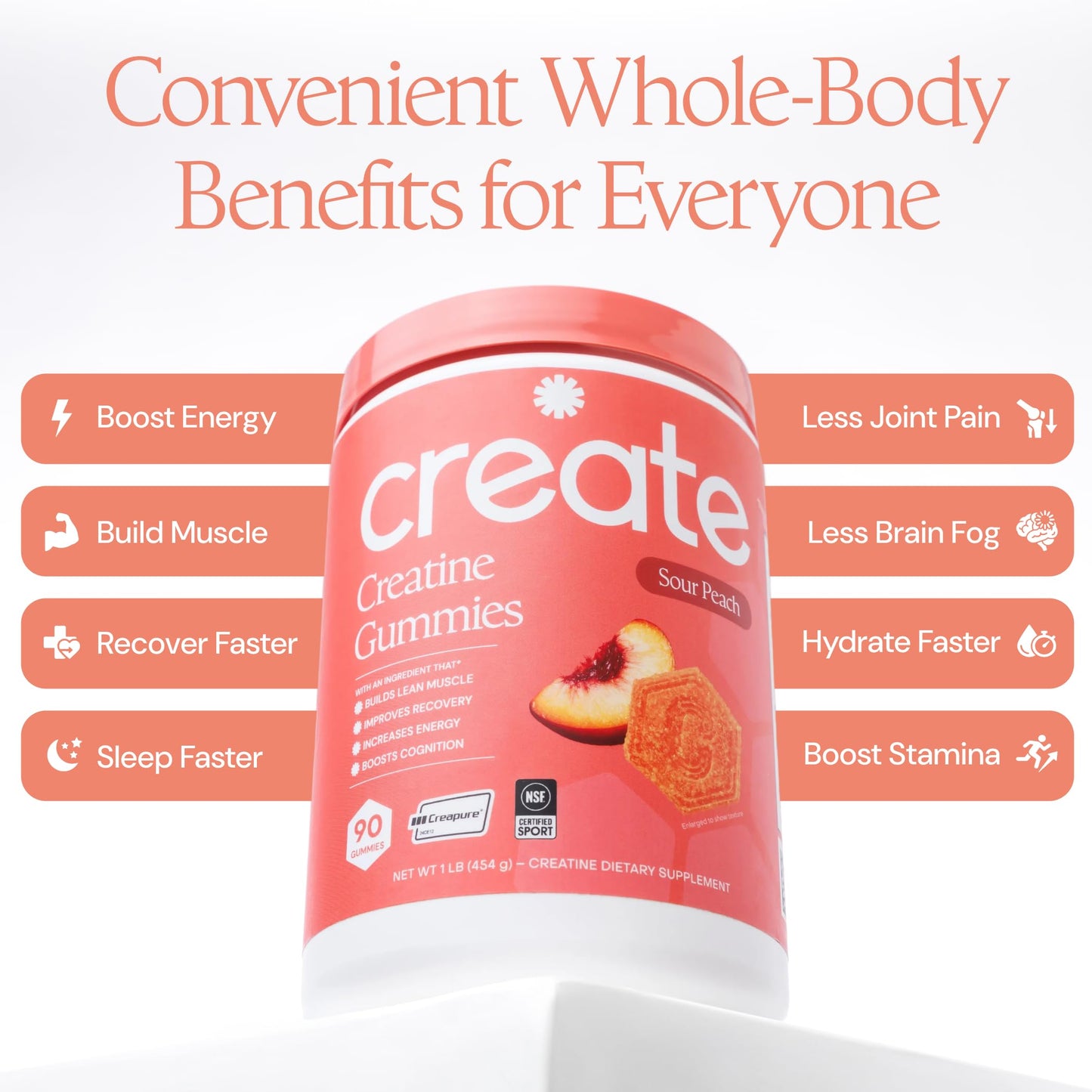 Create Creatine Monohydrate Gummies, 90 Count