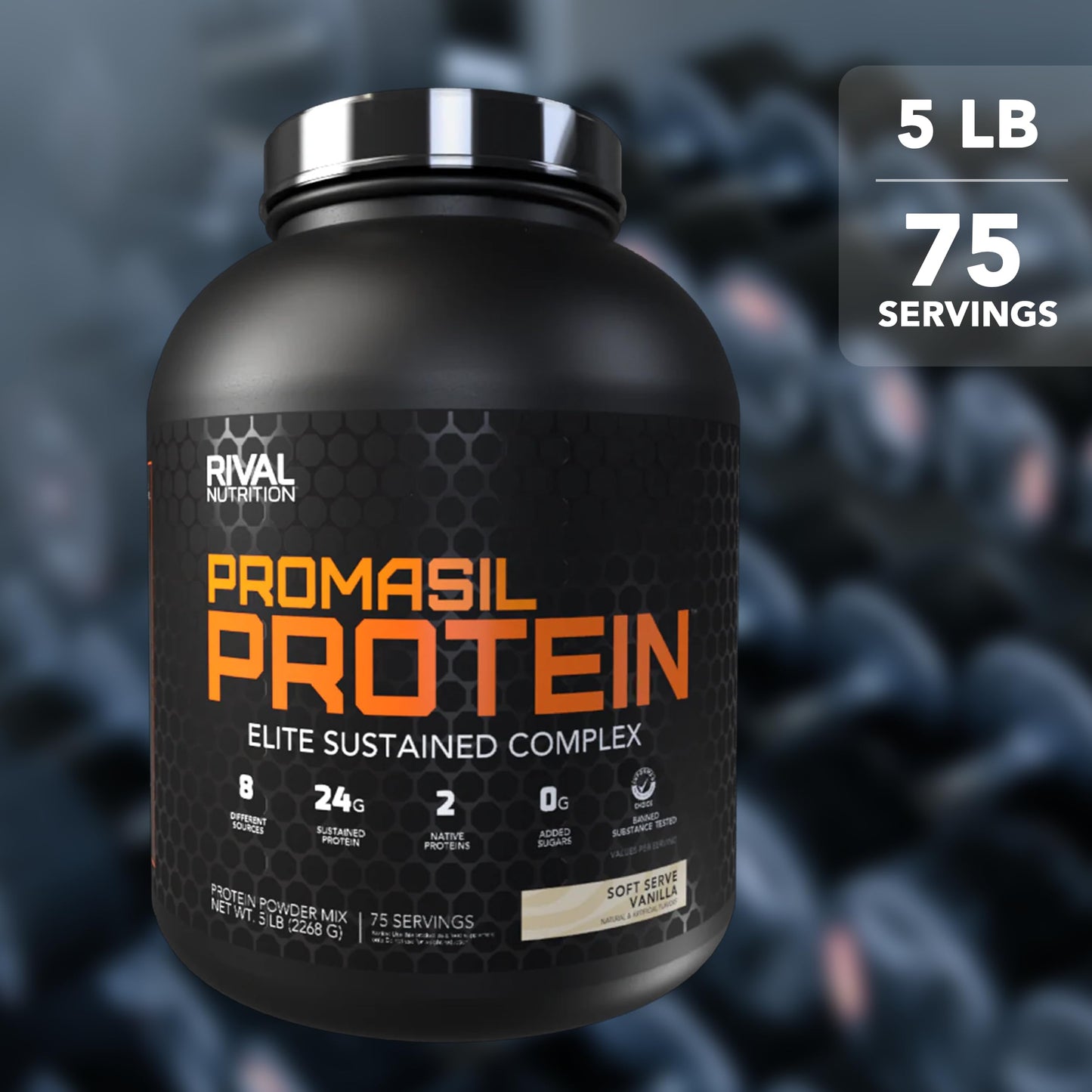 Rival Nutrition Promasil Protein Powder Rich Chocolate, 5 Lb, 80 Servings