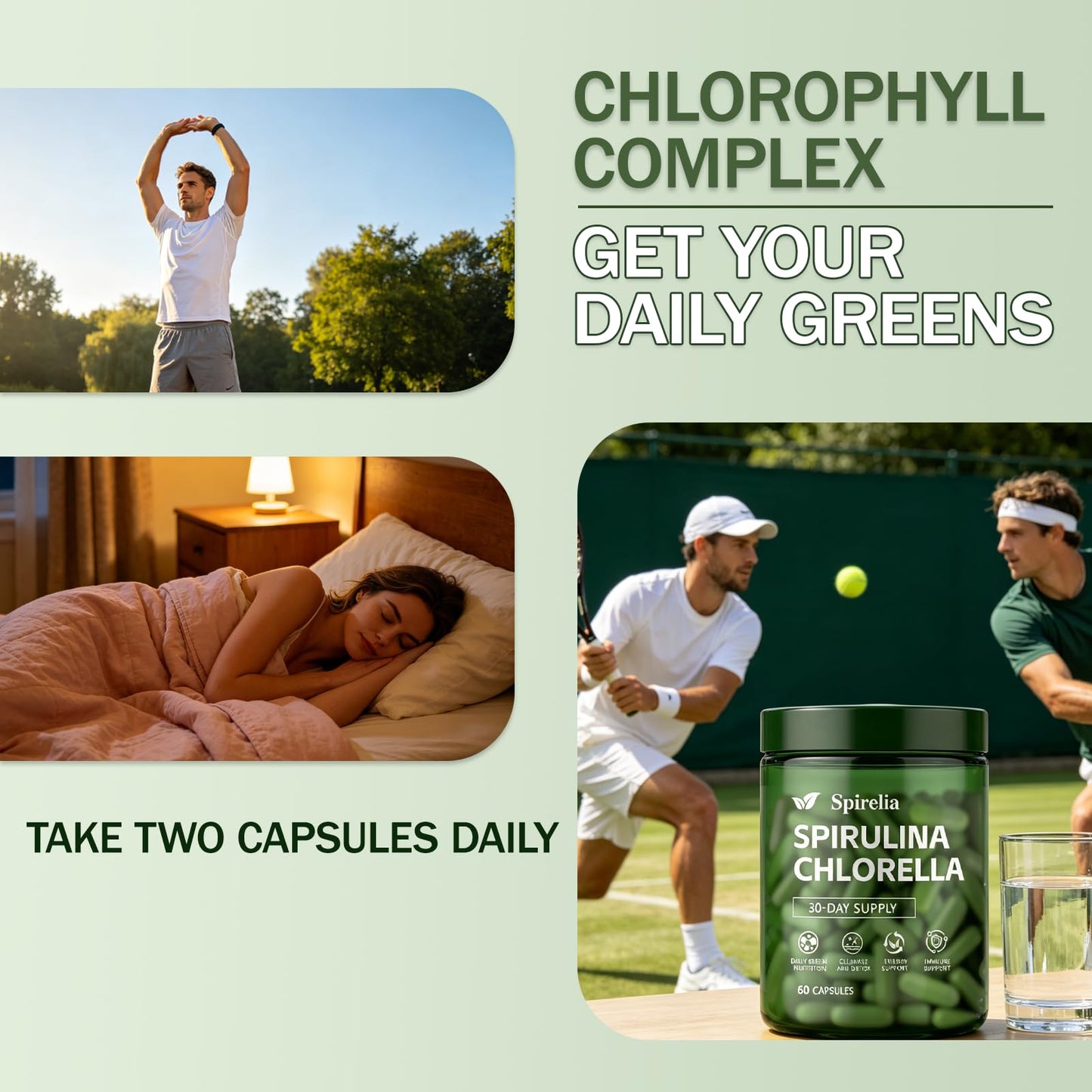 Enerra Spirelia Spirulina and Chlorella Capsules, 60 Capsules