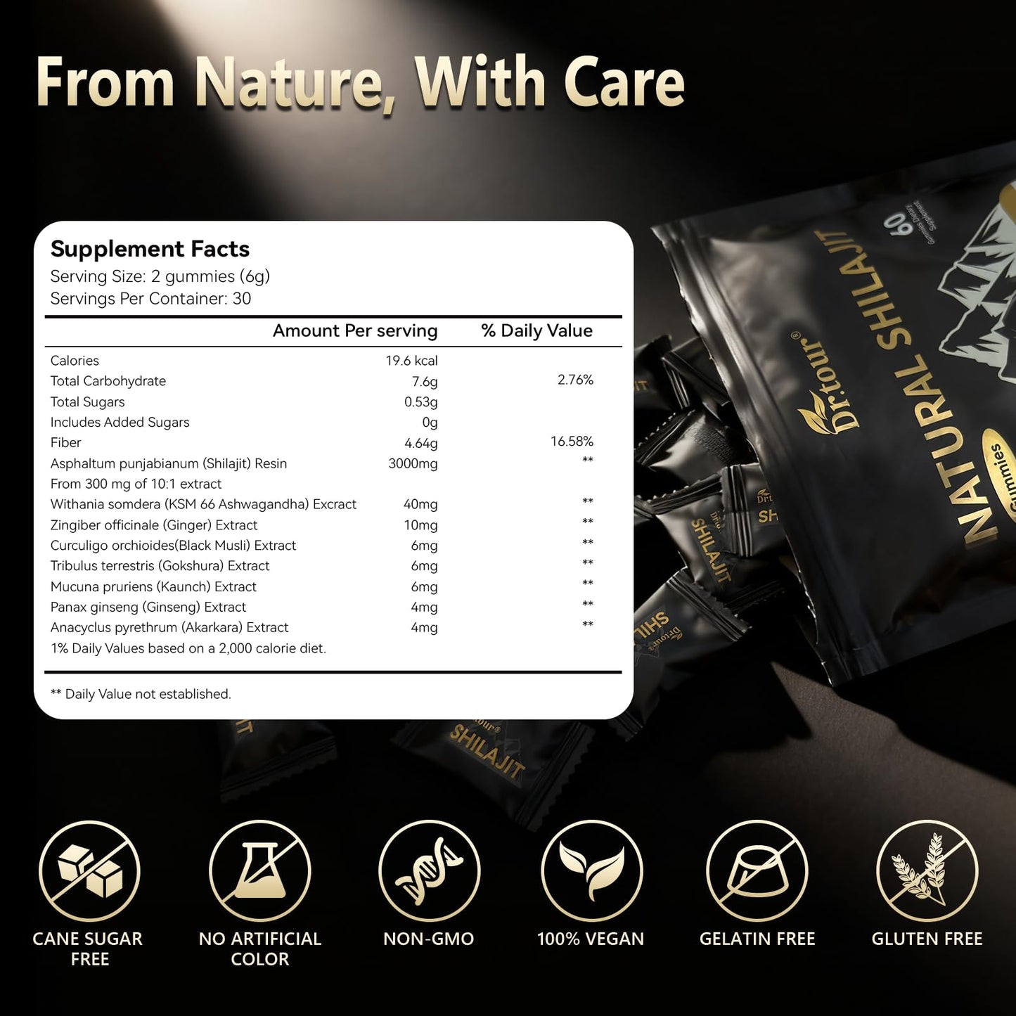 Dr.tour Shilajit Gold Resin Gummies 60 Count