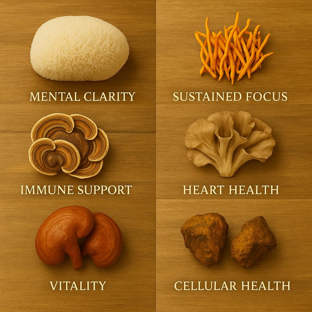 Me First Living Mushroom Complex 10 in 1 with Lions Mane, Cordyceps, Turkey Tail, Reishi, Maitake, Chaga Capsules 60 Count