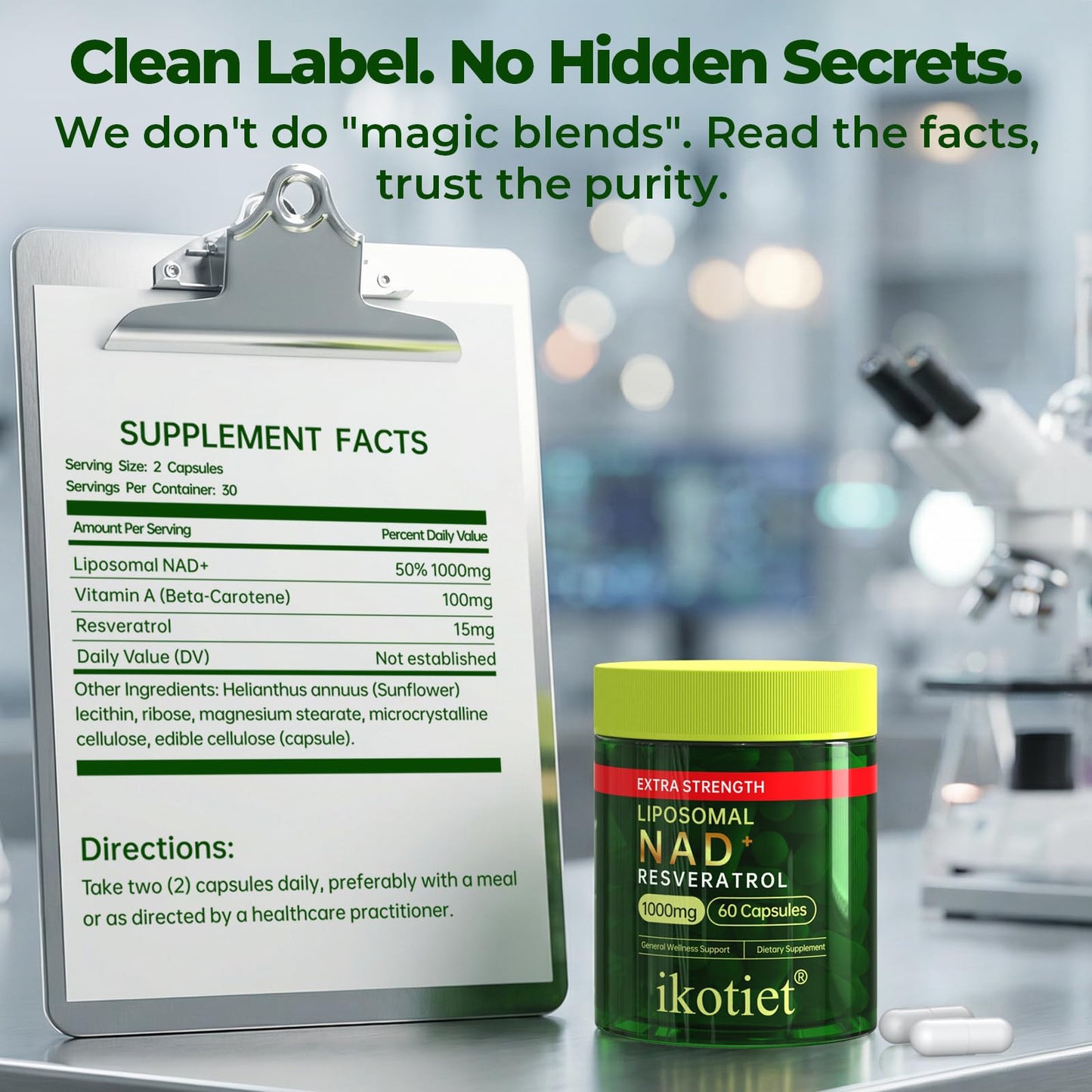 ikotiet Liposomal NAD+ Supplement with Resveratrol 60 Capsules