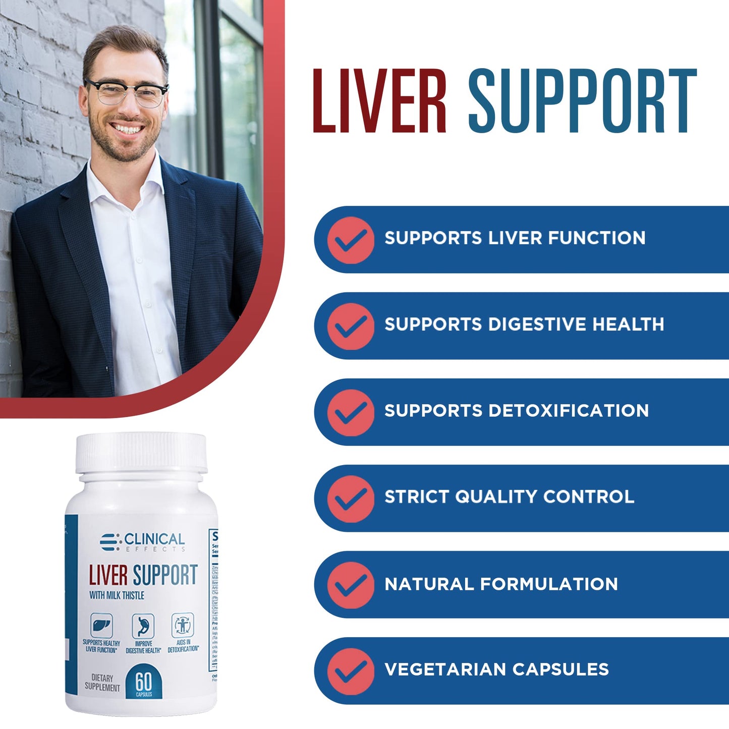 Clinical Effects Liver Support Milk Thistle and Zinc Supplement 180 Capsules