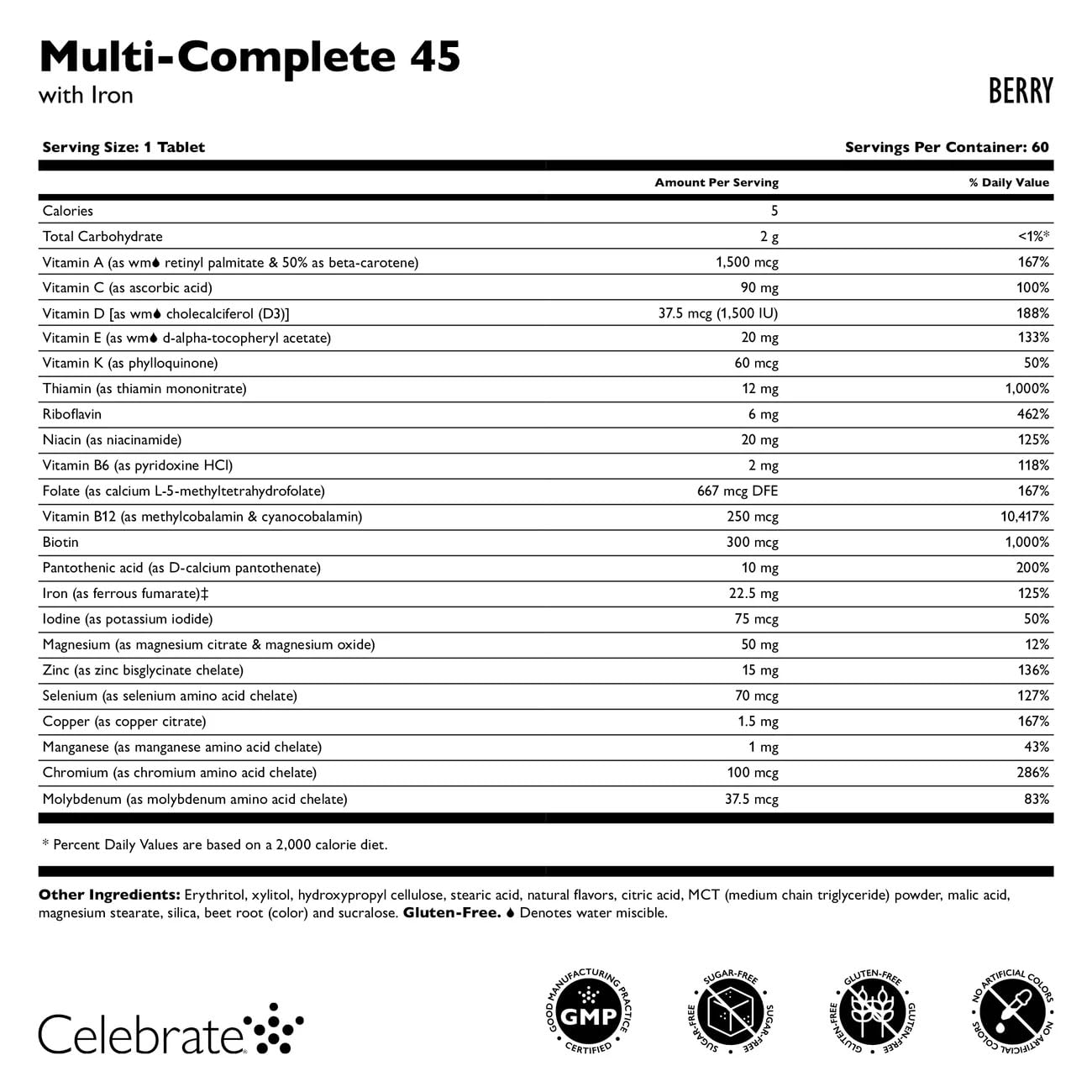 Celebrate Bariatric Supplements Multi-Complete Tablet 60 Count