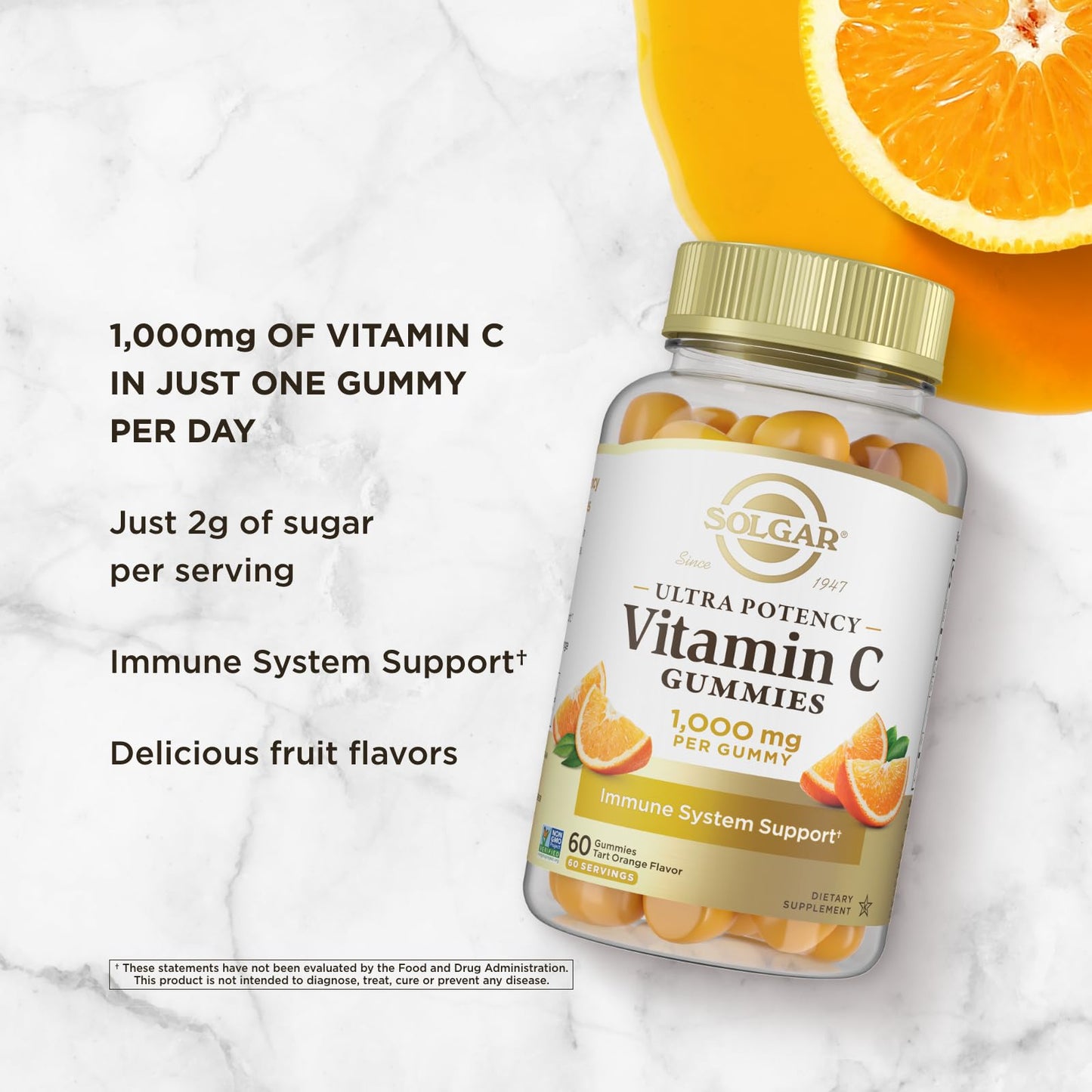 Solgar Vitamin C Gummies for Adults 1,000mg Ultra Potency Vitamin C, 60 Gummies