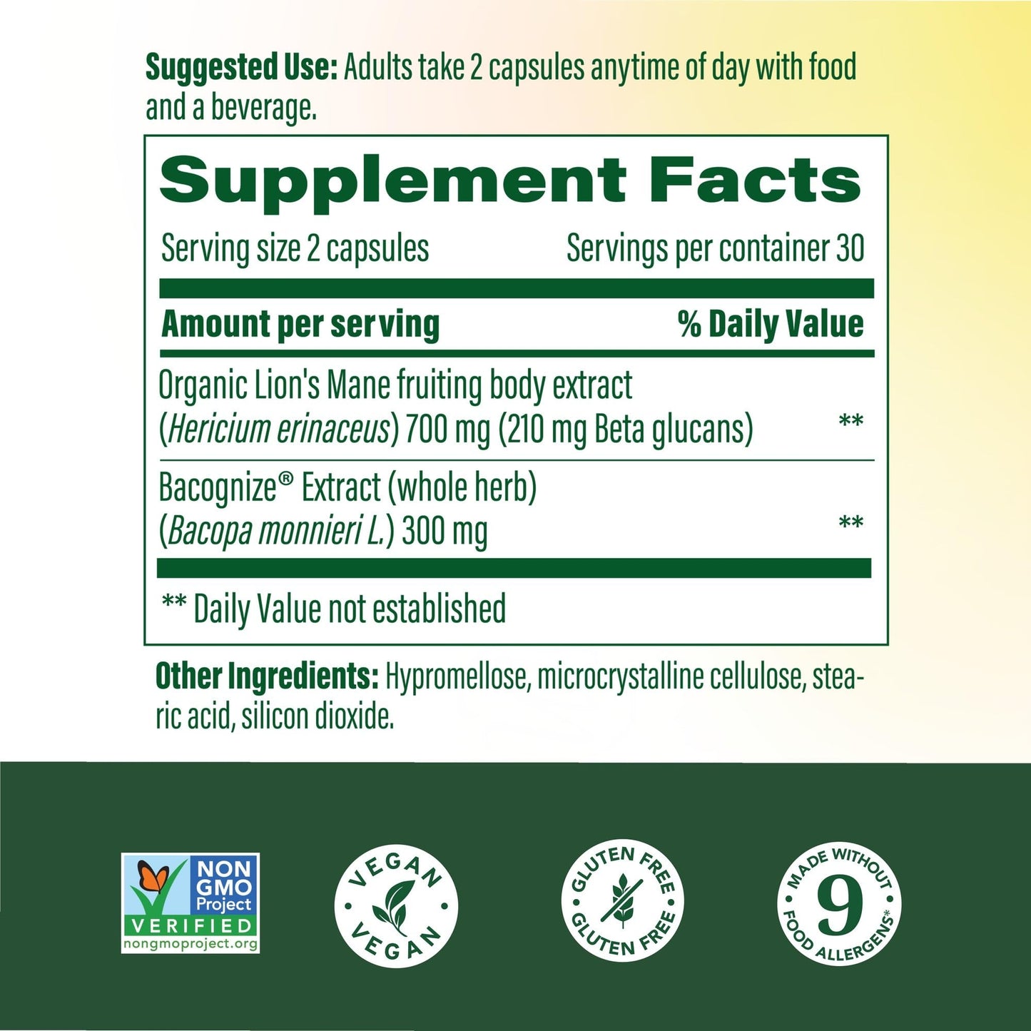 MegaFood Superfood Mushroom Focus Support with Lions Mane, 60 Capsules