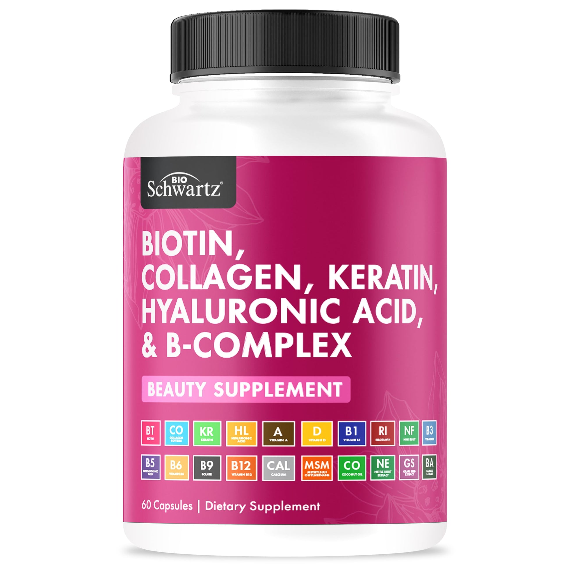 BioSchwartz Biotin Collagen Keratin Supplement Capsule 60 Count