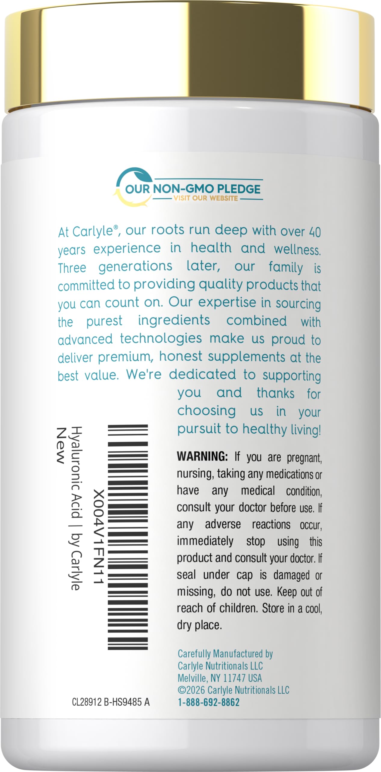 Carlyle Hyaluronic Acid Supplement 50 mg Capsule, 90 Capsules