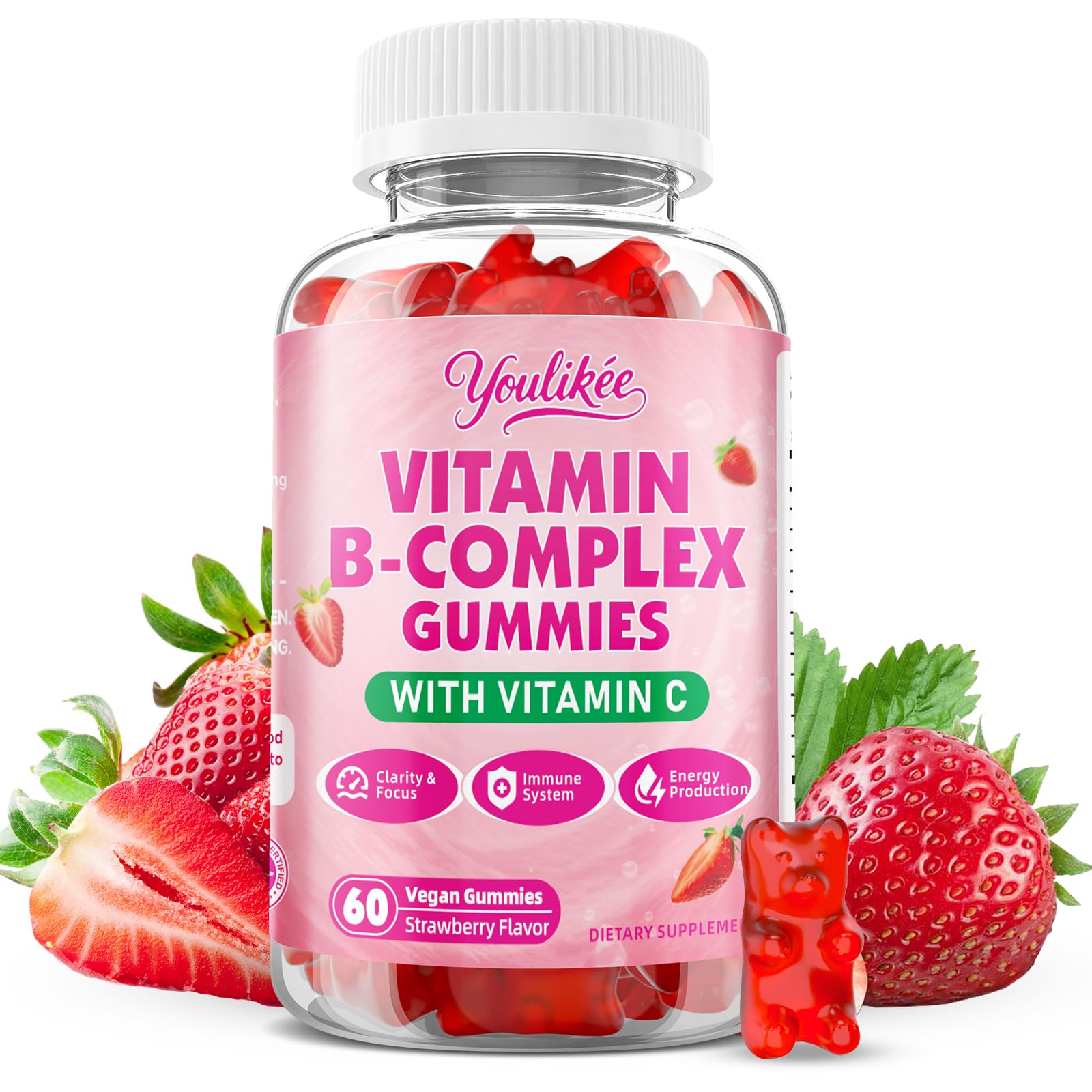 Youlikee Vitamin B-Complex Gummies for Women & Men, 60 Count