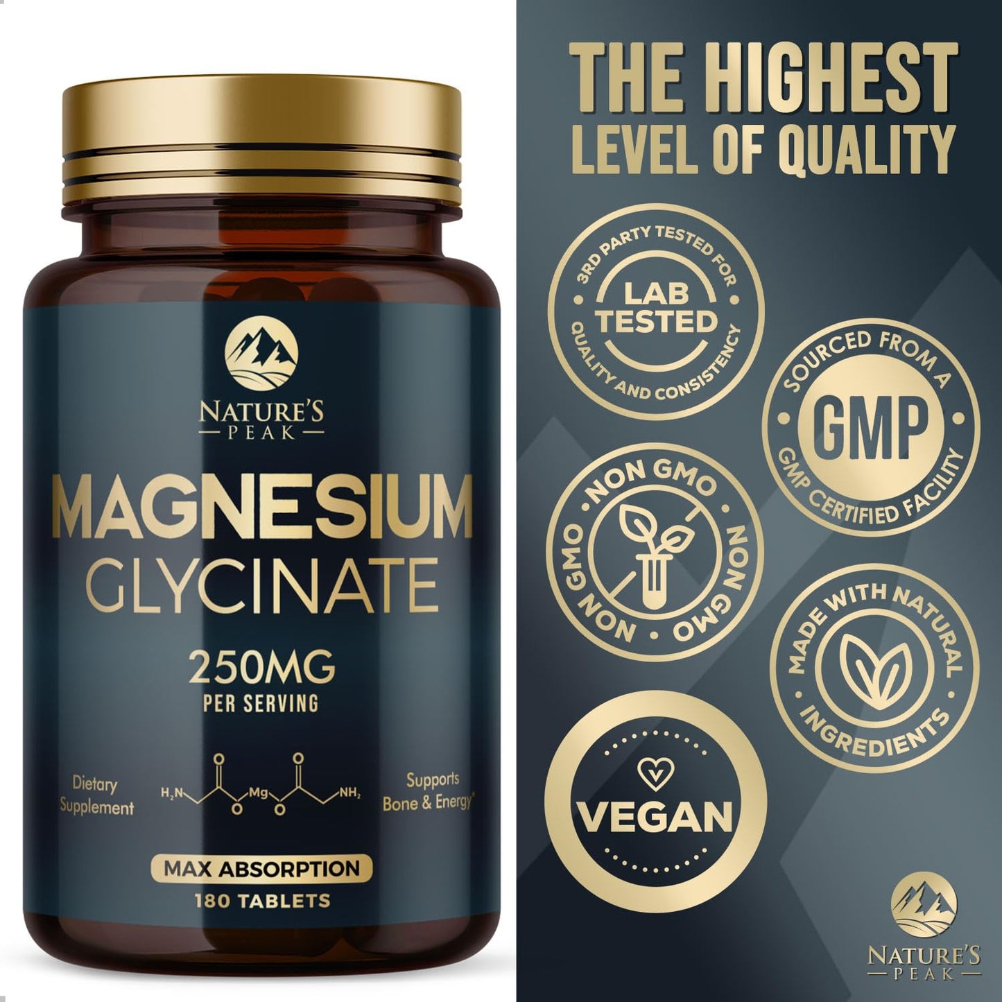 Nature's Peak Magnesium Glycinate Capsules 180 Count