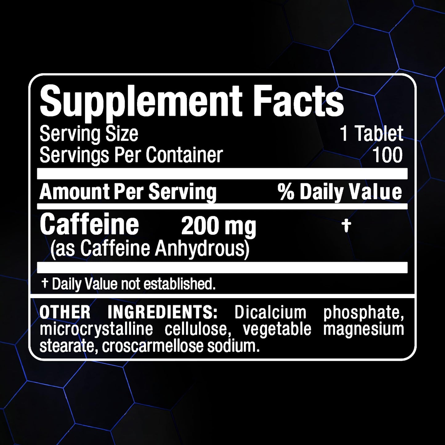 ALLMAX Caffeine Tablets 200 mg, 100 Count