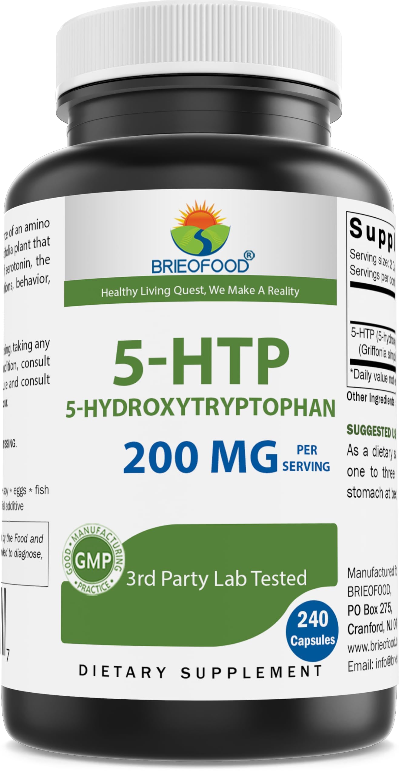 Brieofood 5-HTP 200mg per Serving Capsules 240