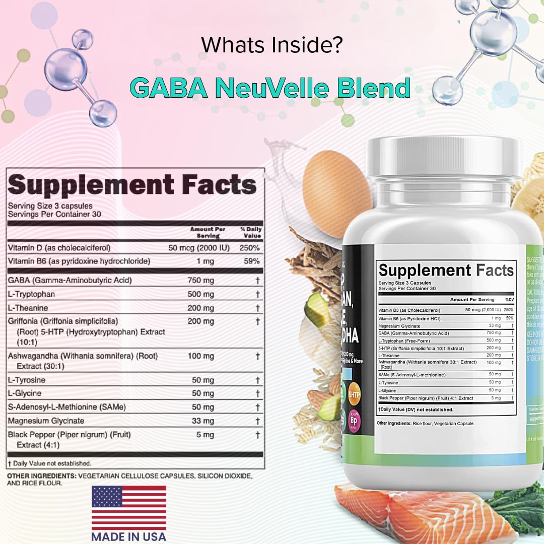 NeuVelleNutrition GABA Mood Support Capsules with 5-HTP, 90 Count