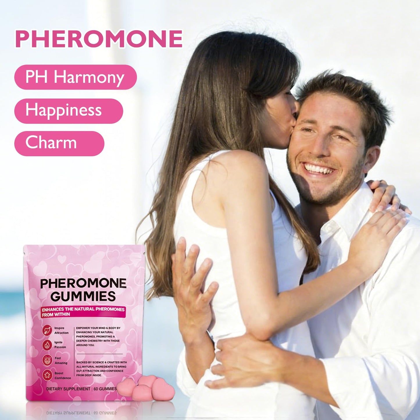 Ficpoud Pheromone Gummies for Women with Slippery Elm, 60 Gummies