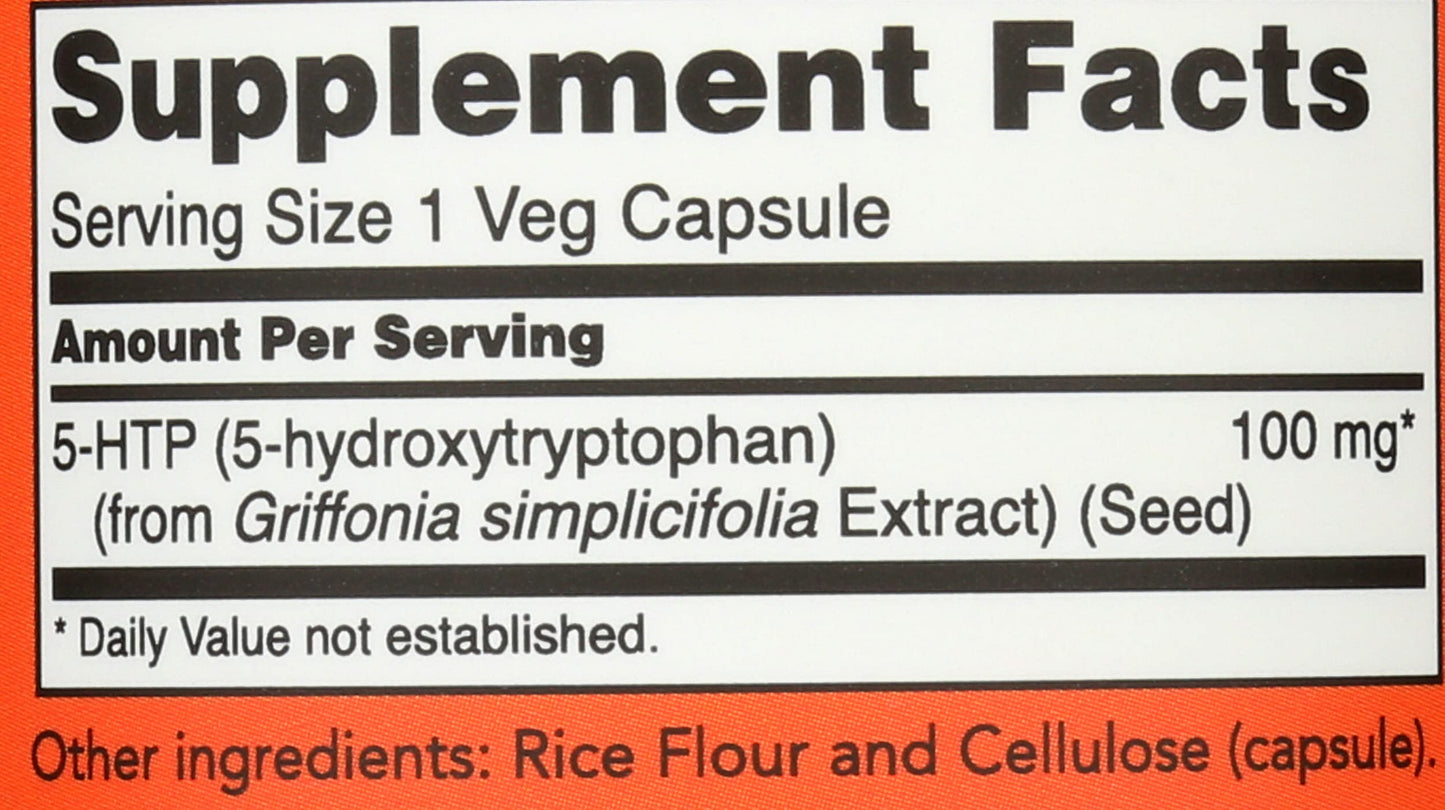 NOW Foods 5-HTP 100 mg Capsule, 120 Count