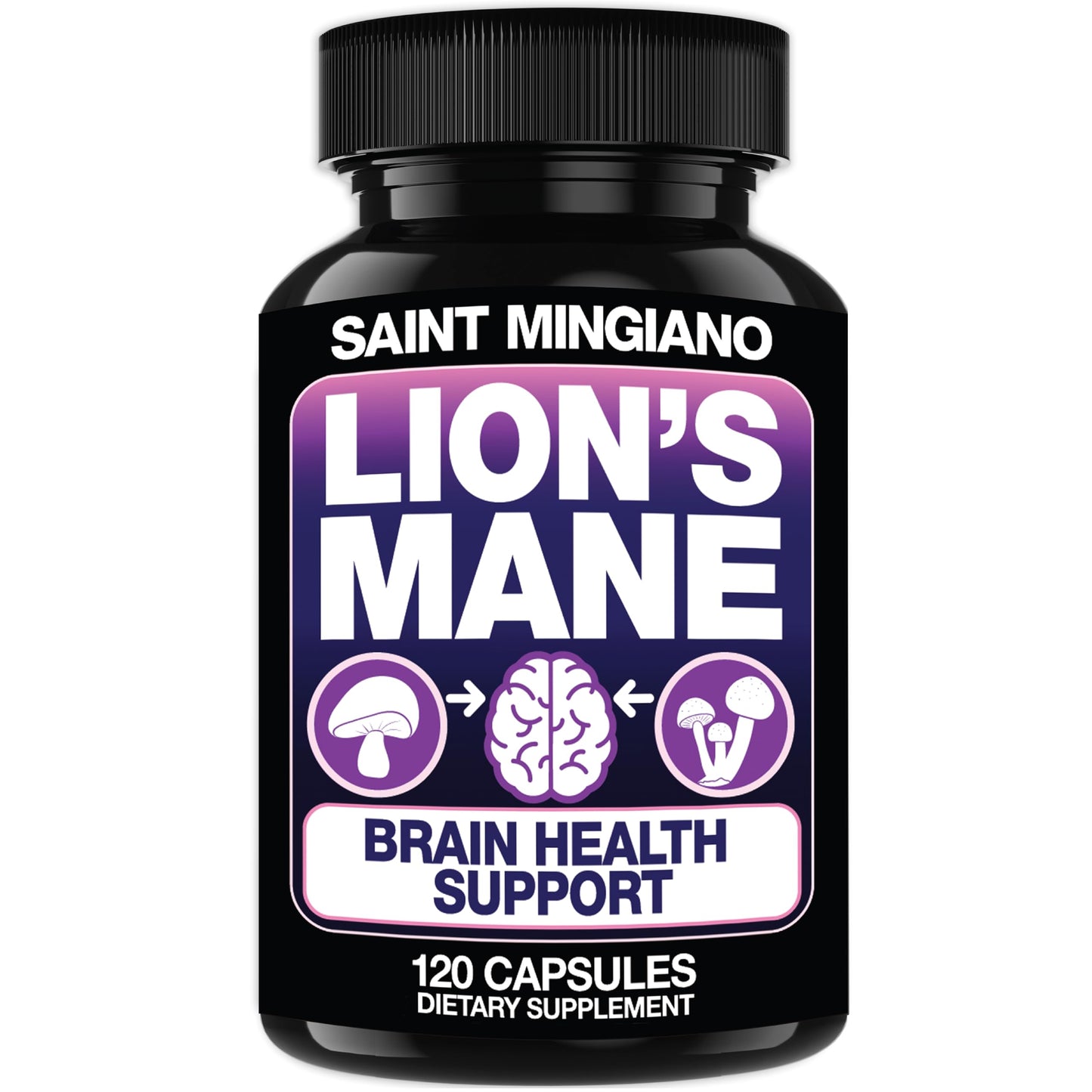 Saint Mingiano Lion's Mane Mushroom Supplement Capsules 120 Count