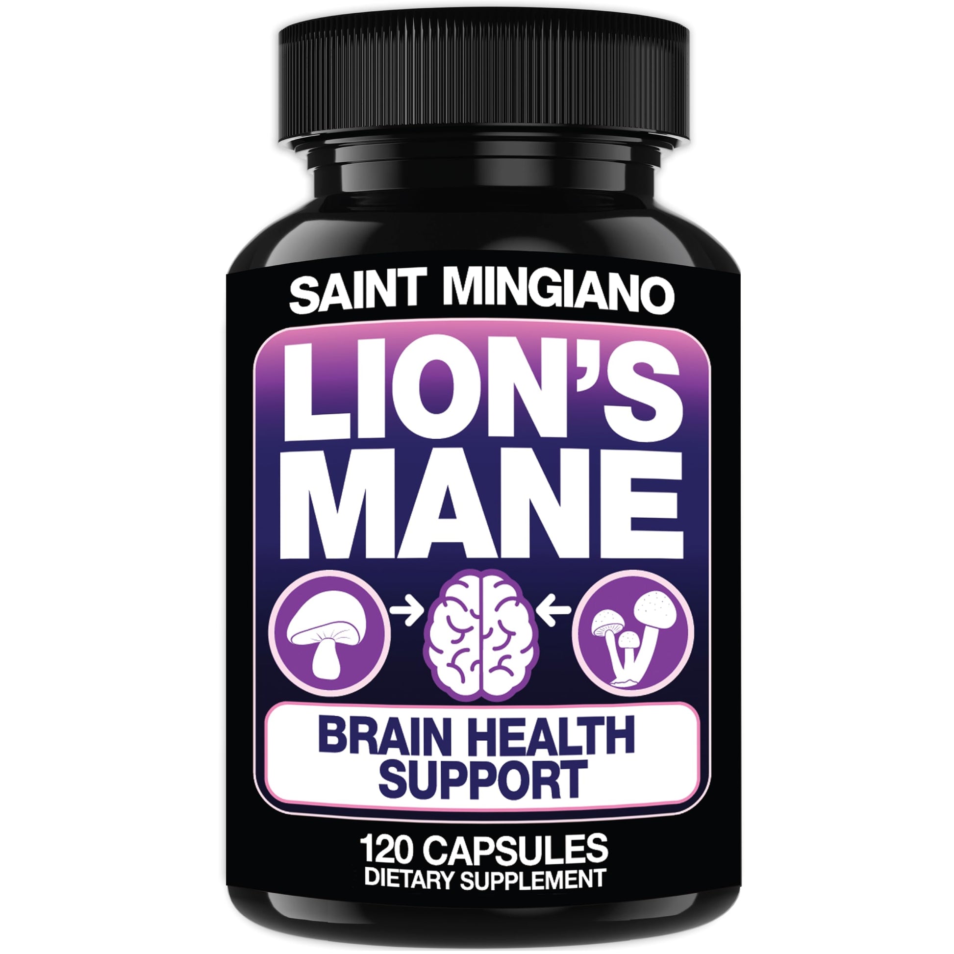 Saint Mingiano Lion's Mane Mushroom Supplement Capsules 120 Count