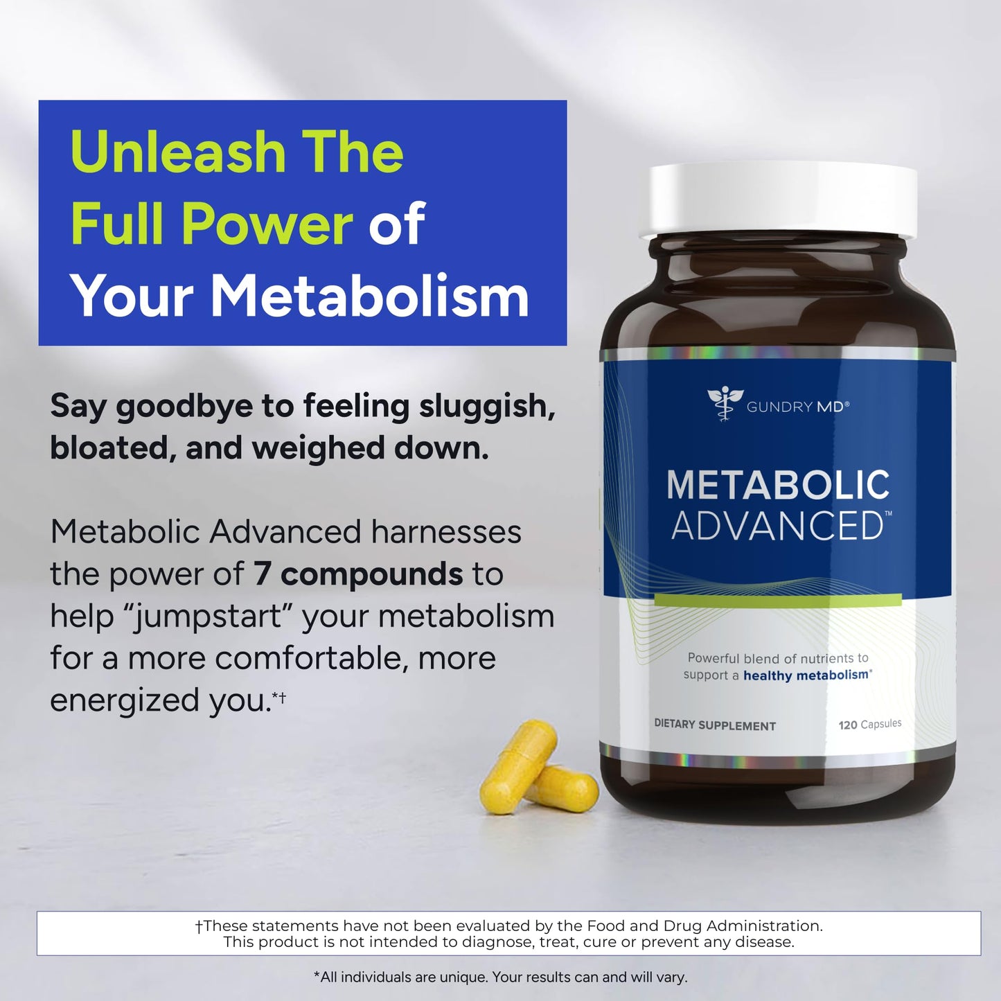 Gundry MD Metabolic Advanced Nutrient Blend with Berberine to Support Healthy Metabolism Capsules, 120