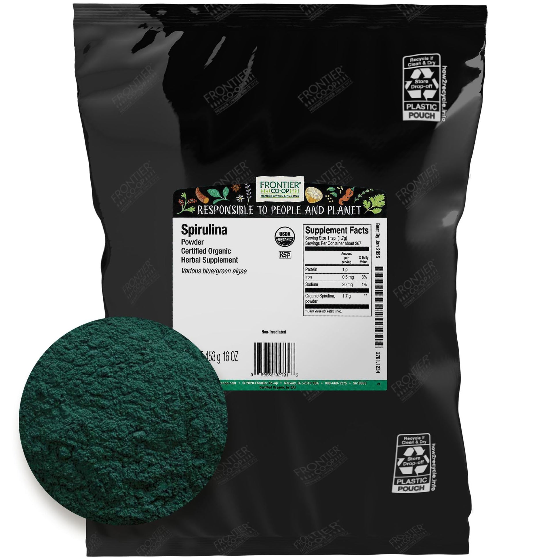 Frontier Co-op Spirulina Powder Organic 16 oz