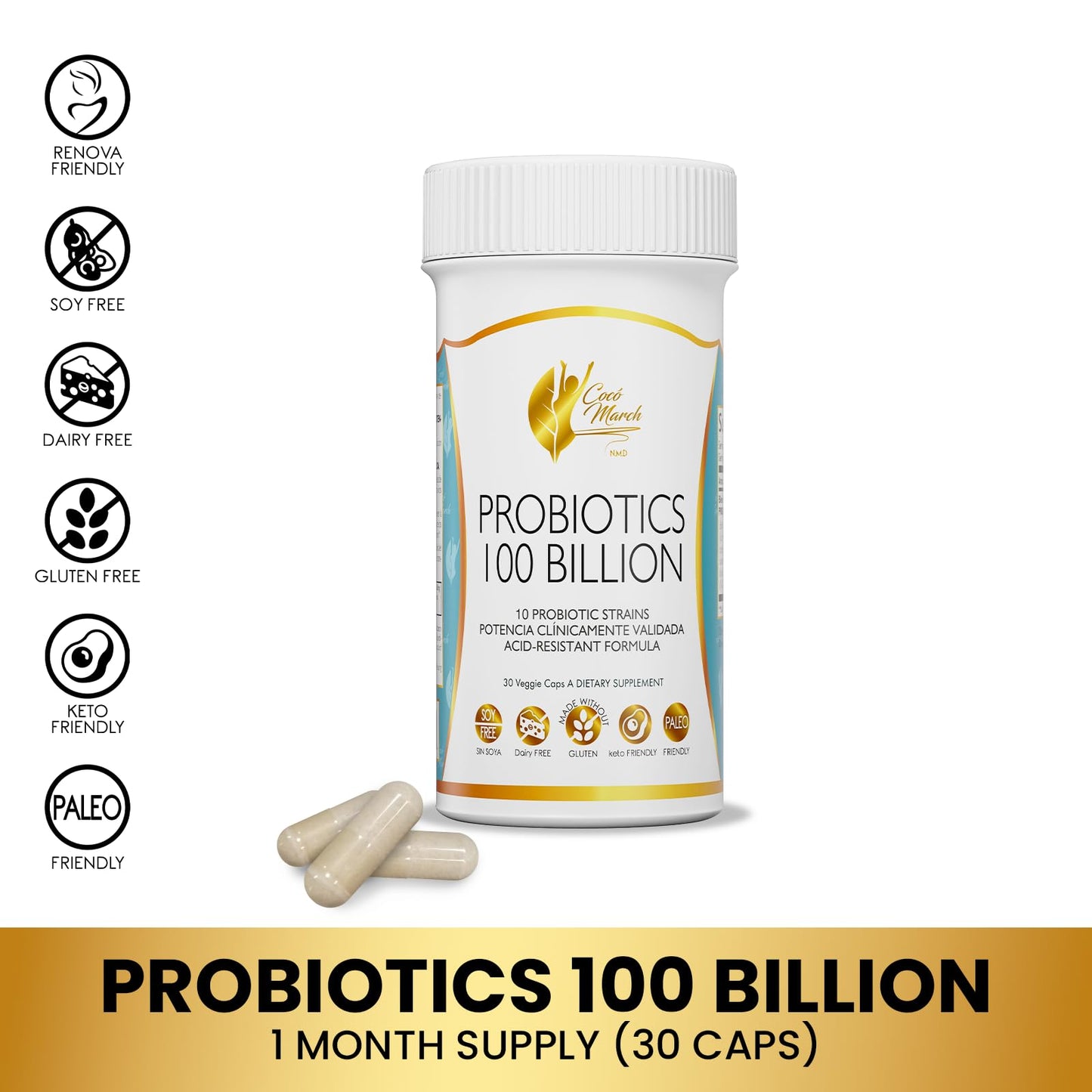 Cocó March N.M.D Probiotics 100 Billion Capsules, 30 Count