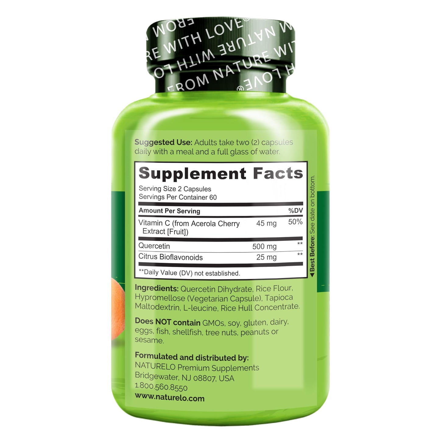 NATURELO Quercetin Citrus Bioflavonoid Complex with Enhanced Absorption Capsules, 240 Capsules