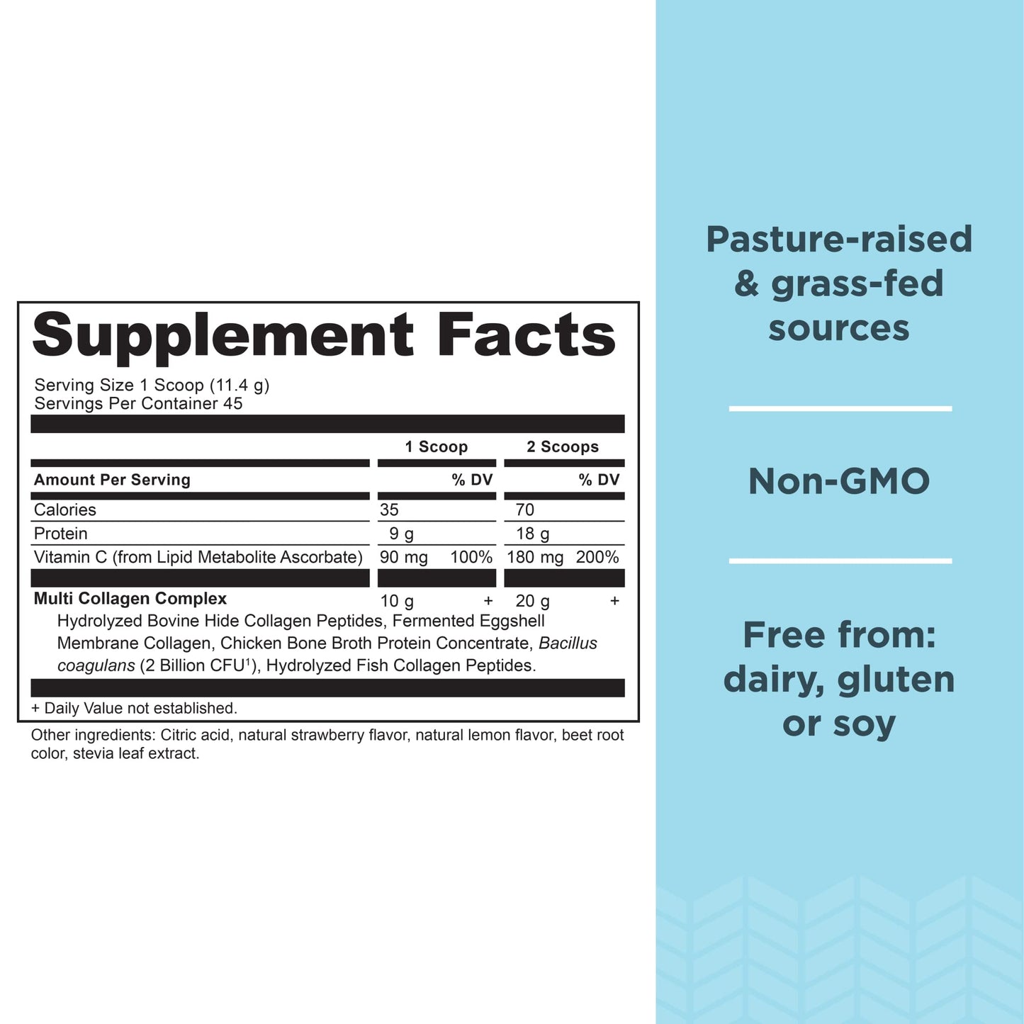 Ancient Nutrition Hydrolyzed Collagen Peptides Powder with Probiotics, Strawberry Lemonade Multi Collagen Protein for Women and Men with Vitamin C, 45 Servings, 18.1