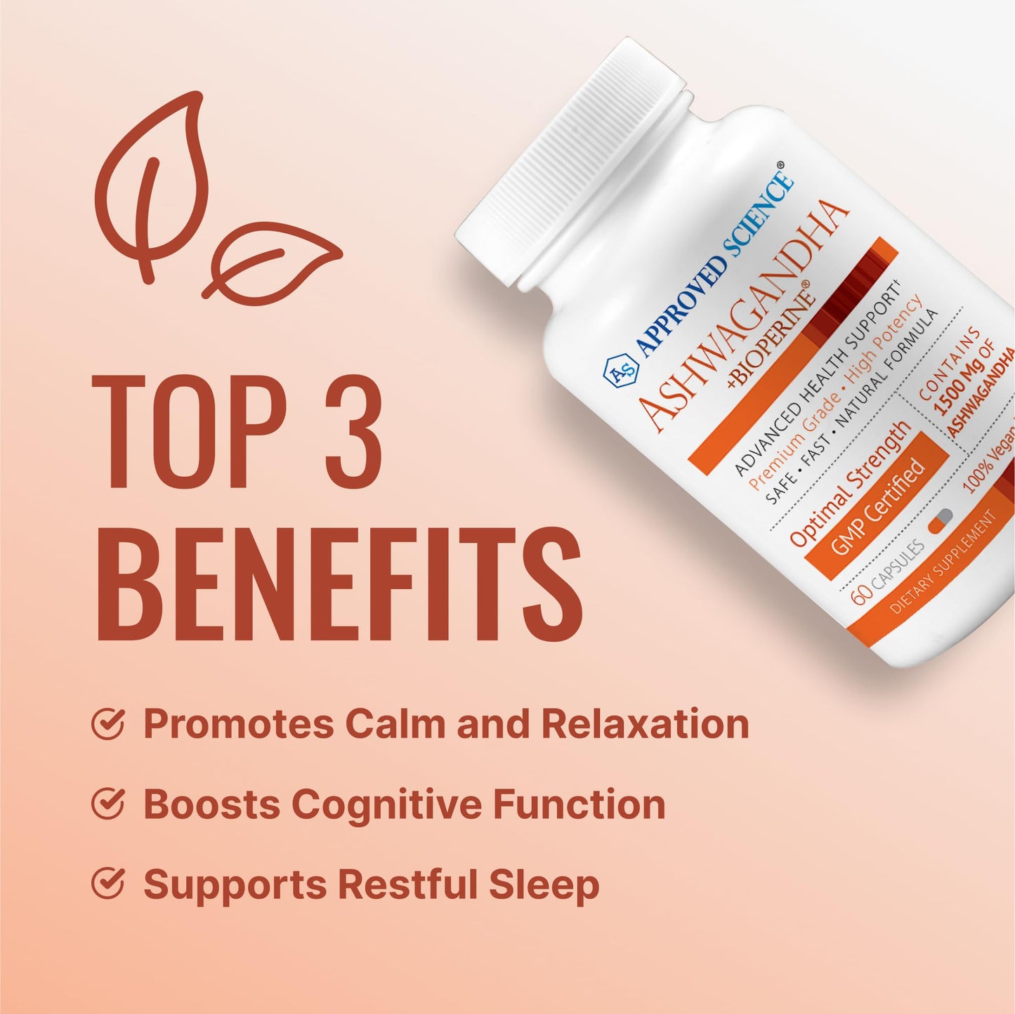Approved Science Ashwagandha 1500mg with Bioperine® and Ginger Capsules, 60 Capsules