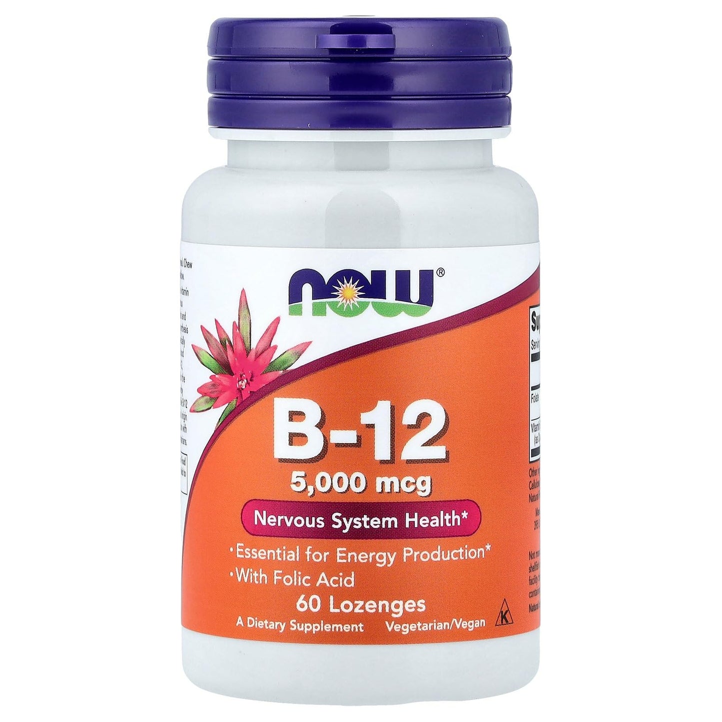NOW Foods B-12 5,000 mcg Lozenges, 60