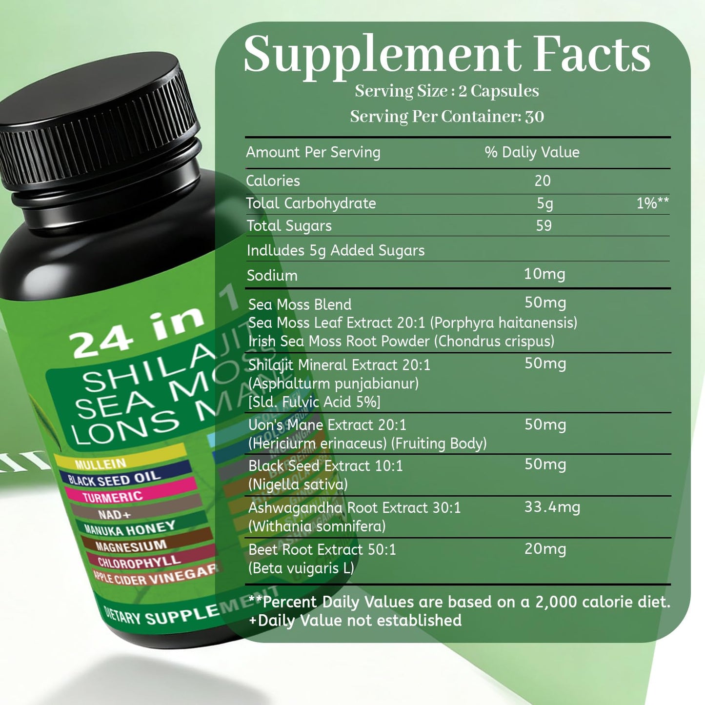 ZYGCDZ Soursop with 24-in-1 Herbal Blend Capsules, 60 Count