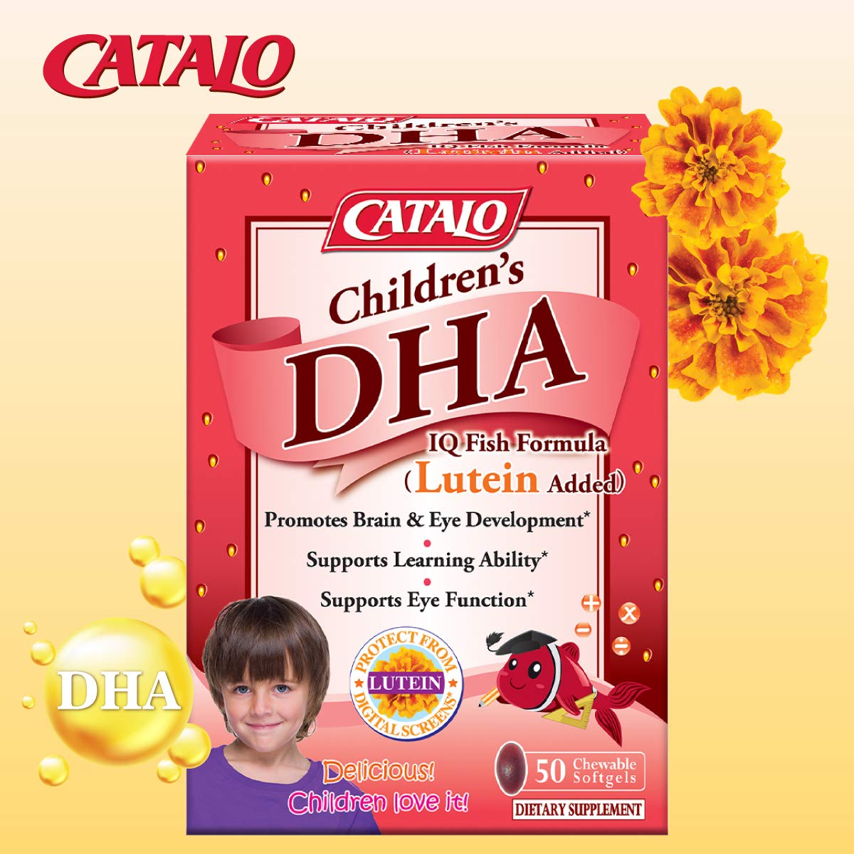 CATALO Children's DHA IQ Formula with Lutein Chewable 50 Count