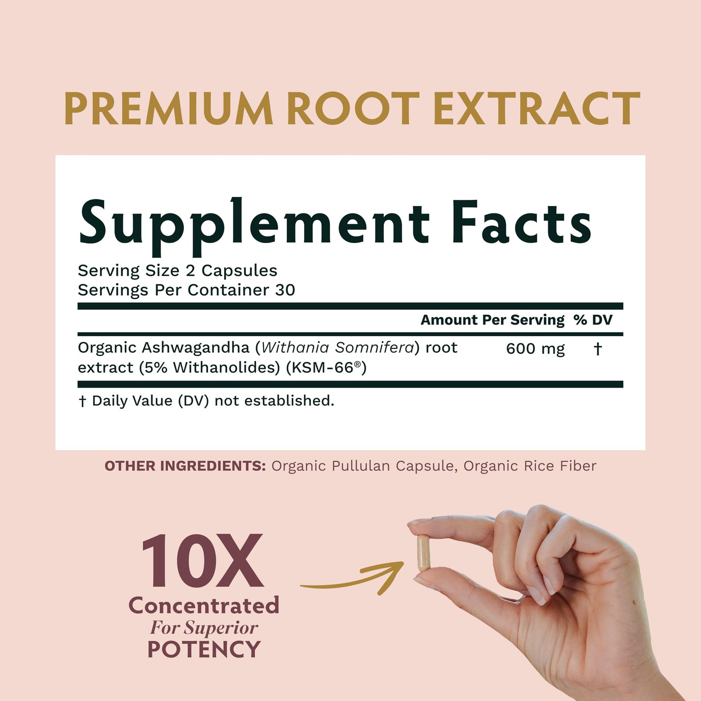 TRIBE ORGANICS Vegan Ashwagandha KSM-66 Root Powder Extract Capsule, 60 Count