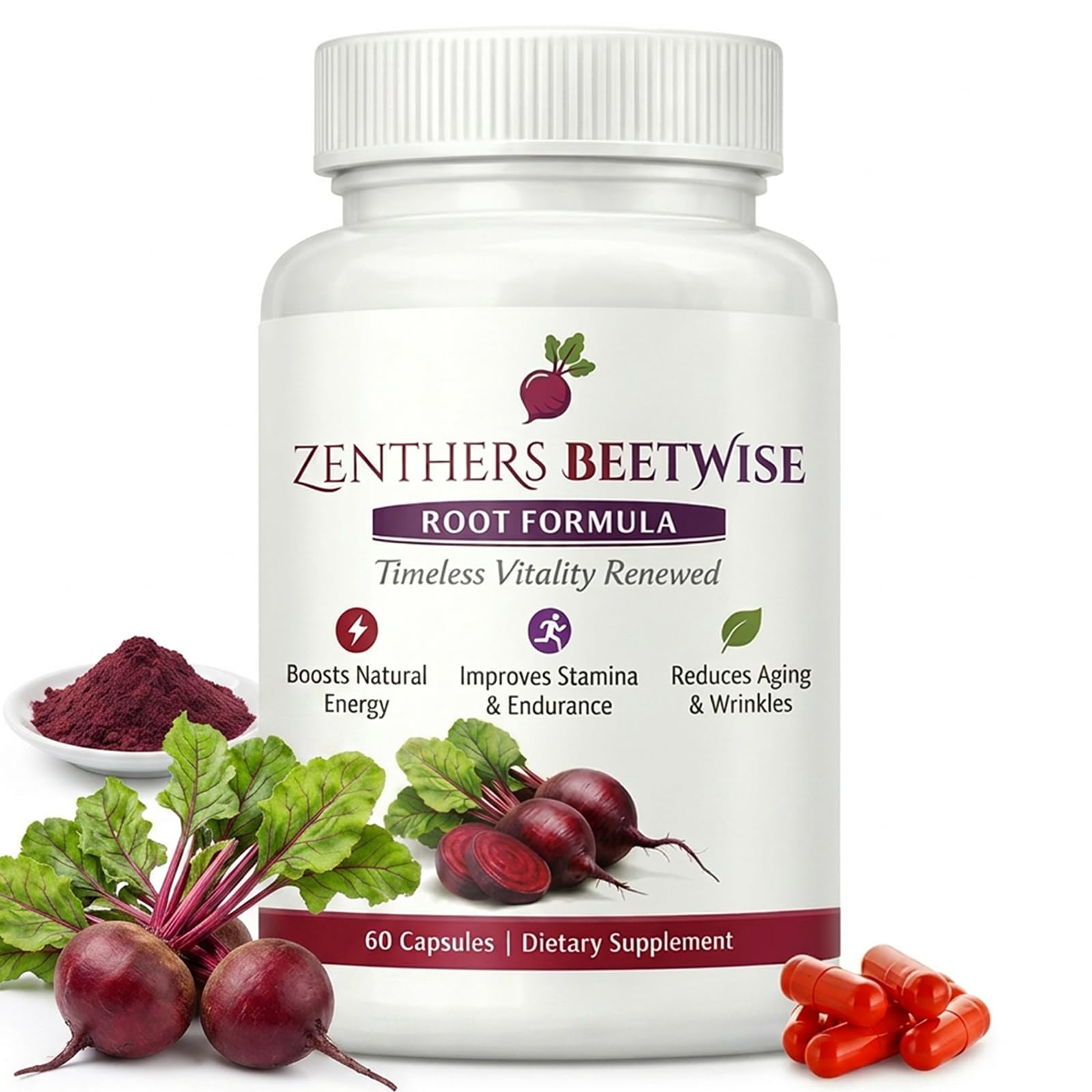 Zenthers Beetwise Cold Pressed 400Mg Natural Energy Support, Vegan-Friendly, Non-GMO, 60 Capsules