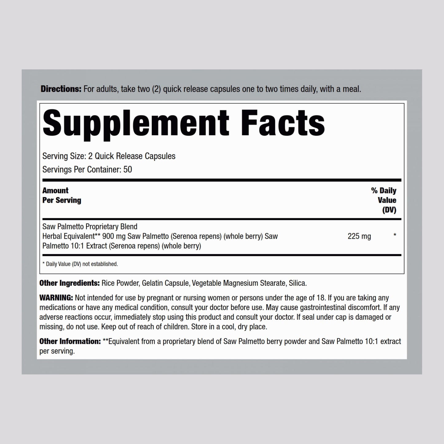 Lindberg Saw Palmetto Complex Capsule, 100 Capsules