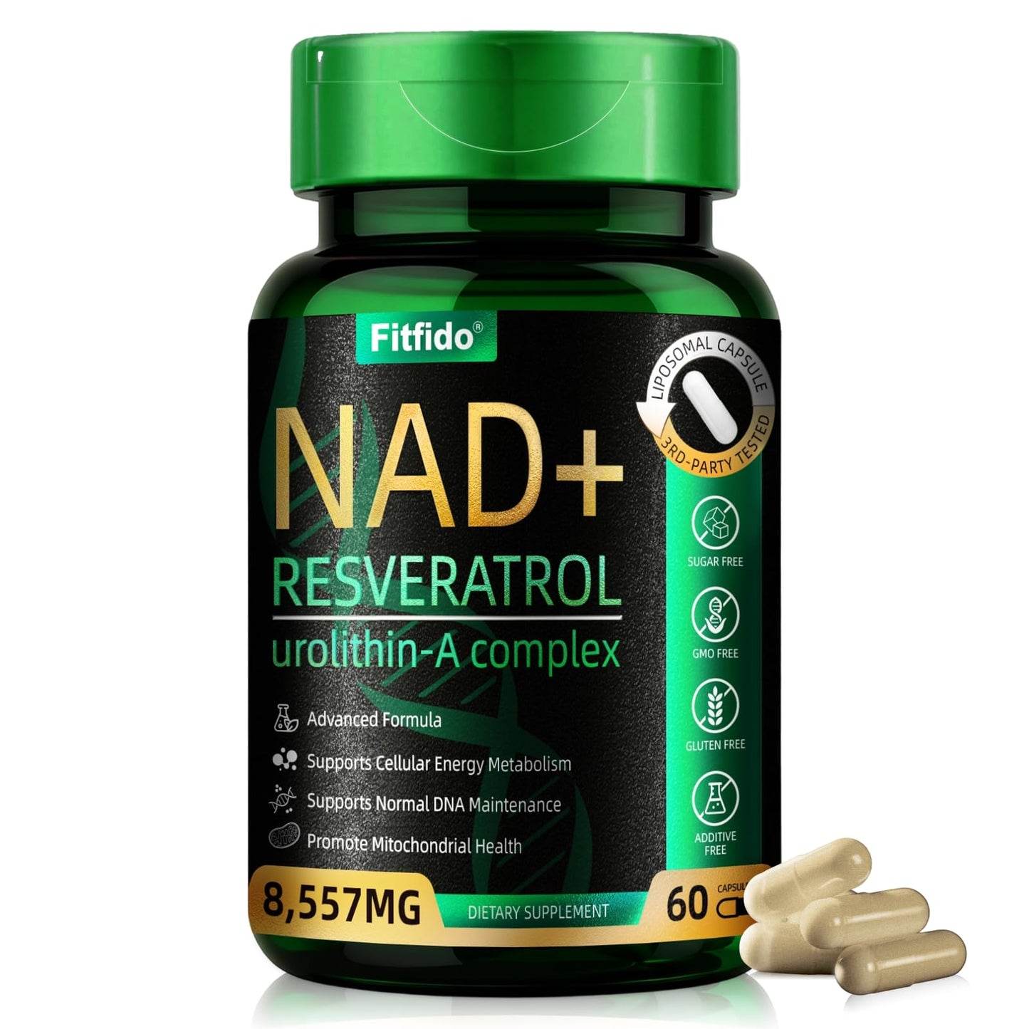 Fitfido Liposomal NAD+ Resveratrol Complex 400mg Capsule, 60 Capsules