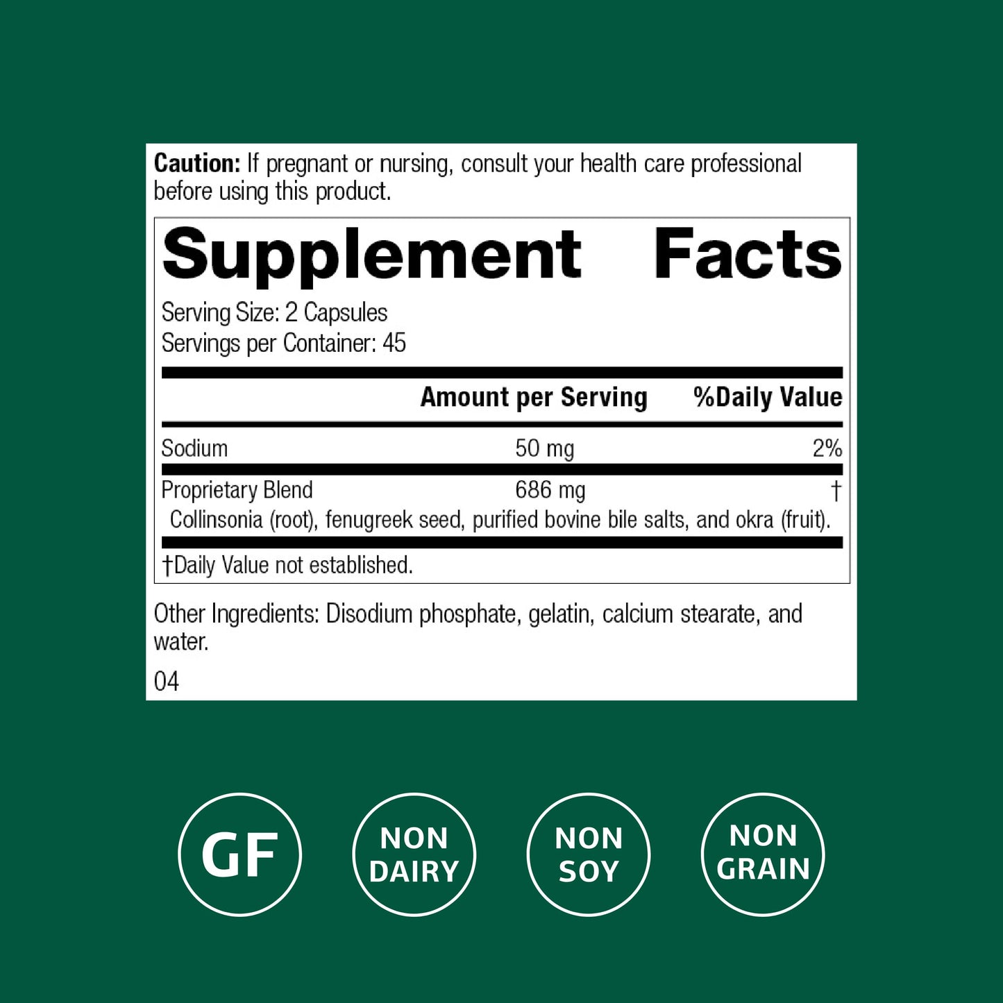 Standard Process Inc. Fen-Cho Digestive & Gut Health Supplement Capsule, 90 Count
