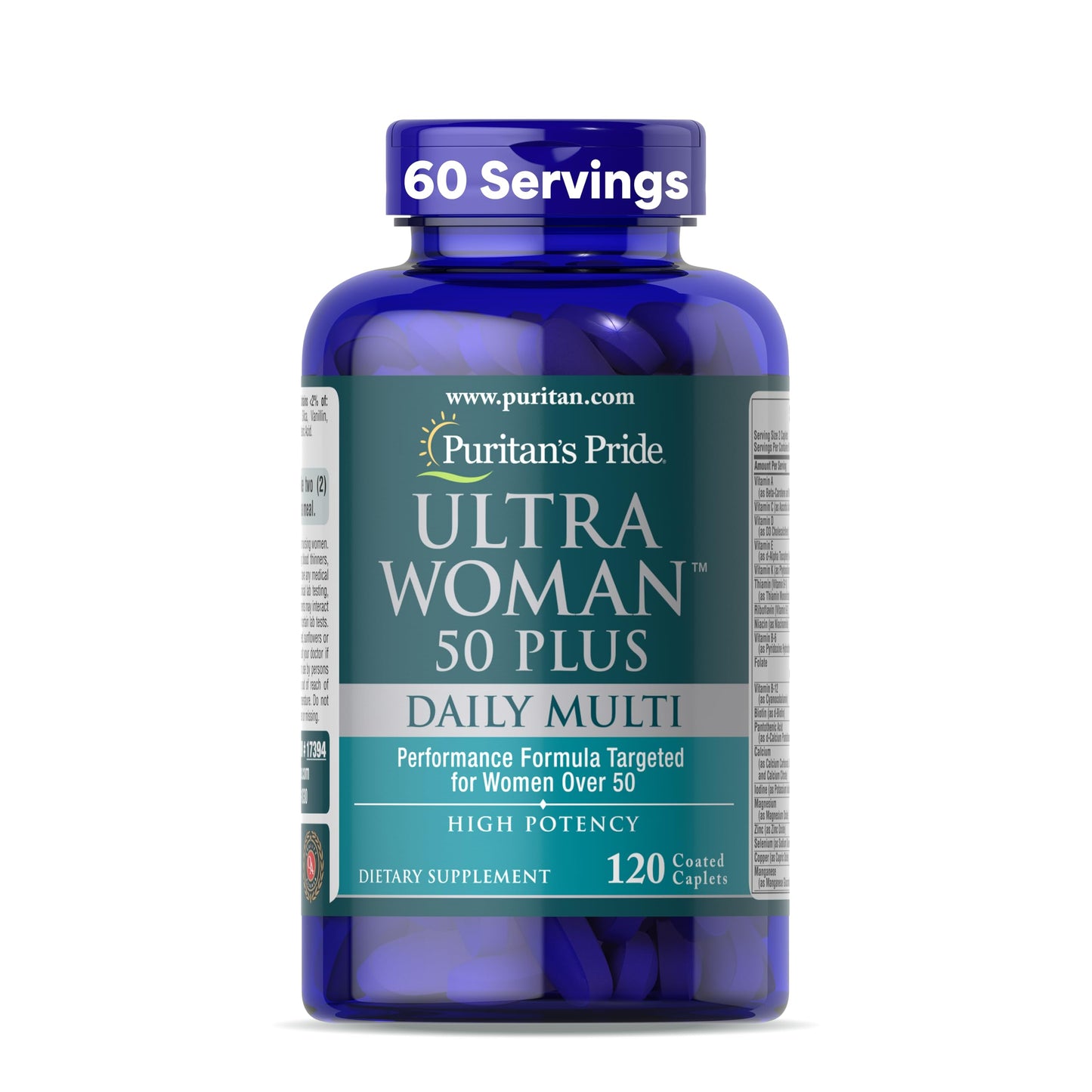 Puritan's Pride Ultra Woman 50 Plus High Potency Performance Time Release Daily Multivitamin with Zinc Caplets 120