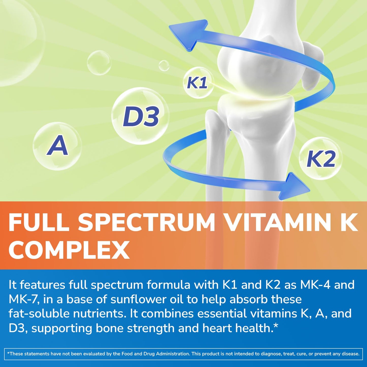 Vitalibre Vitamin K Complex 2600 mcg with Vitamin A & D3 5000 IU Softgels 90 Count