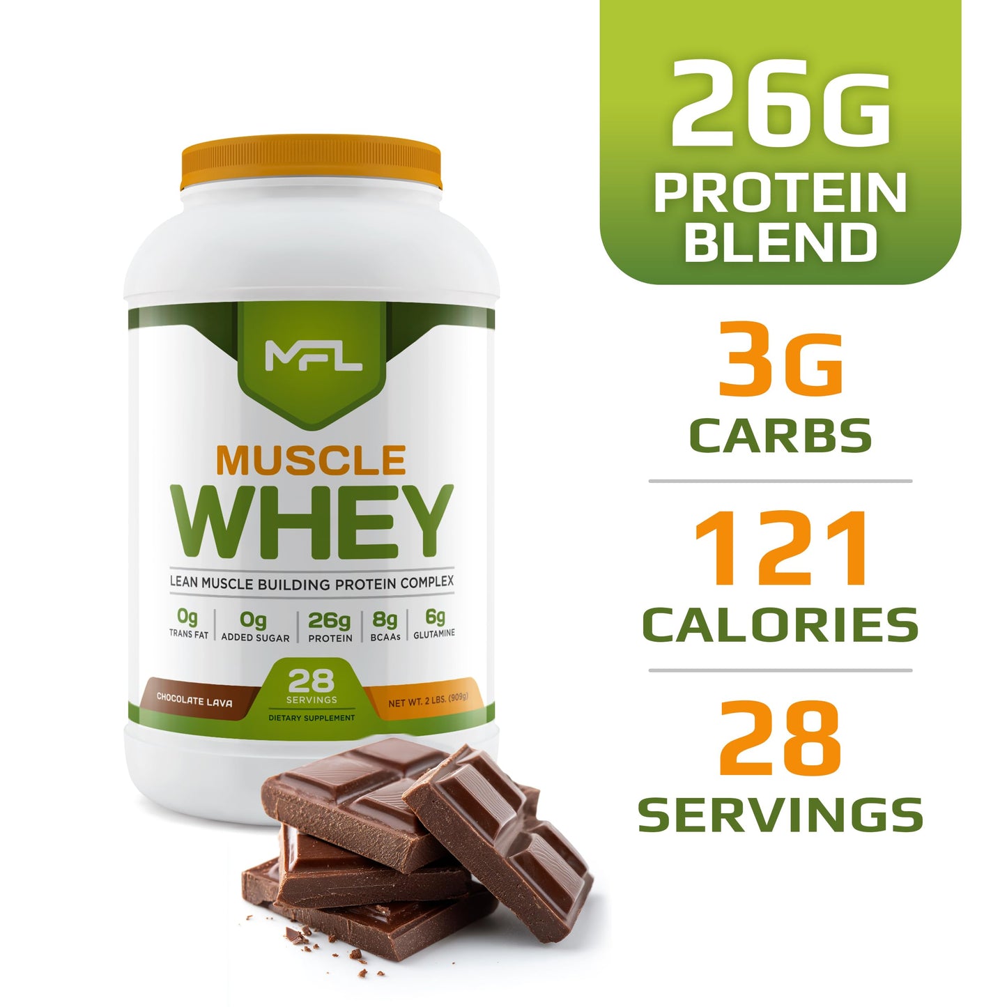 MUSCLE FOOD LABS Muscle Whey Protein Powder, 32 Servings, Chocolate Lava