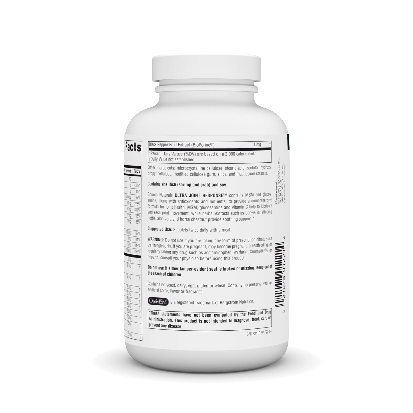 Source Naturals Ultra Joint Response Glucosamine & MSM Promotes Joint Health, 180 Tablets