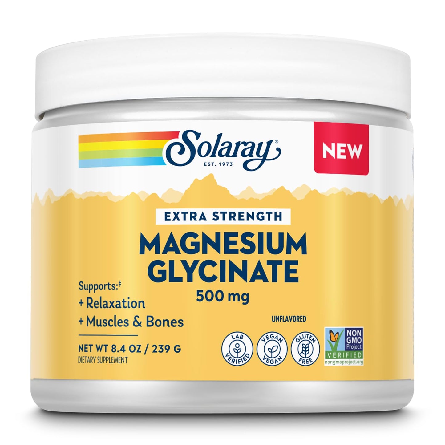 Solaray Magnesium Glycinate 500mg Powder, 30 Servings