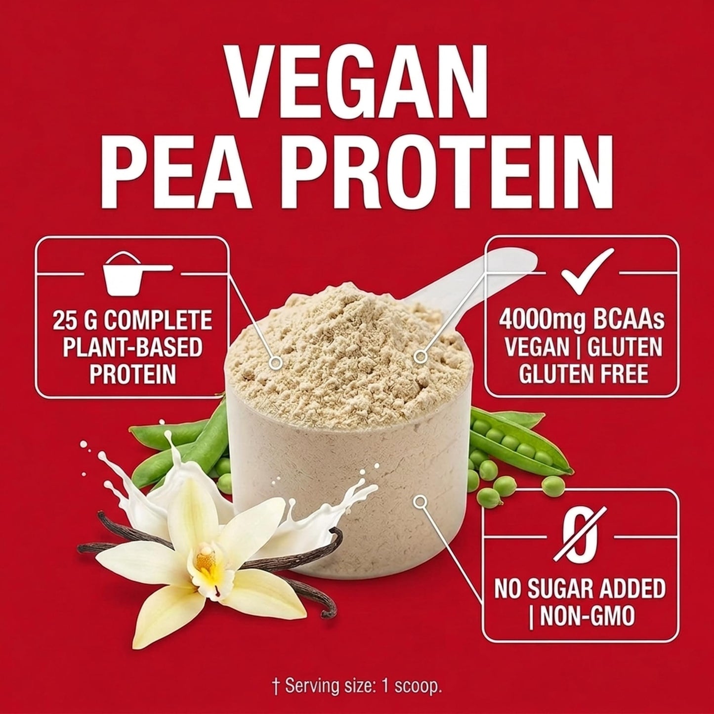Olympian Labs Plant Based Vanilla Pea Protein Powder, 1.62 lb