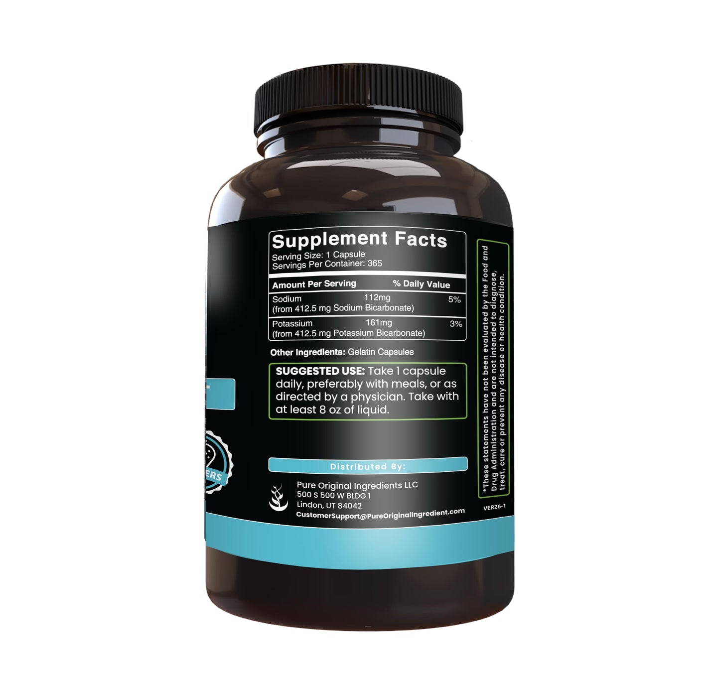 PURE ORIGINAL INGREDIENTS Bicarb Blend 365 Capsules